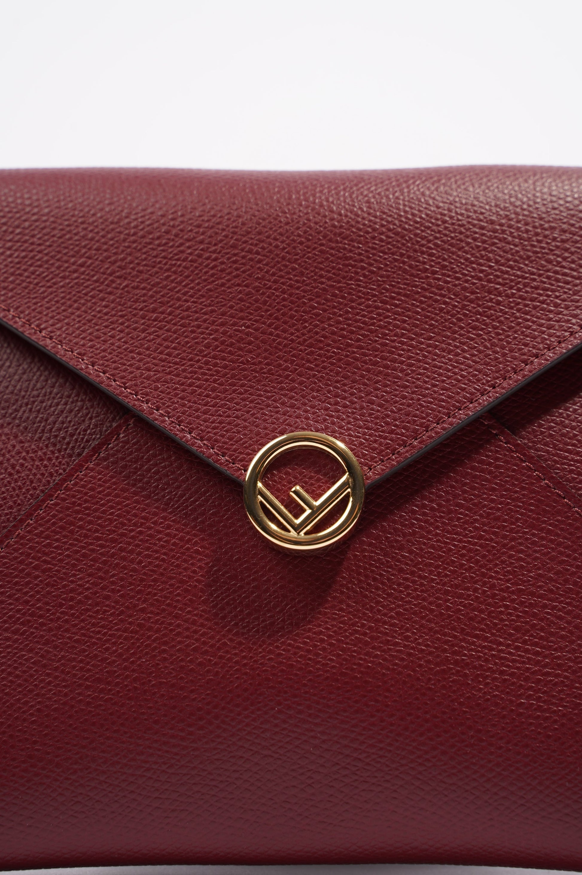 Fendi Womens Pouch Clutch Burgundy Leather