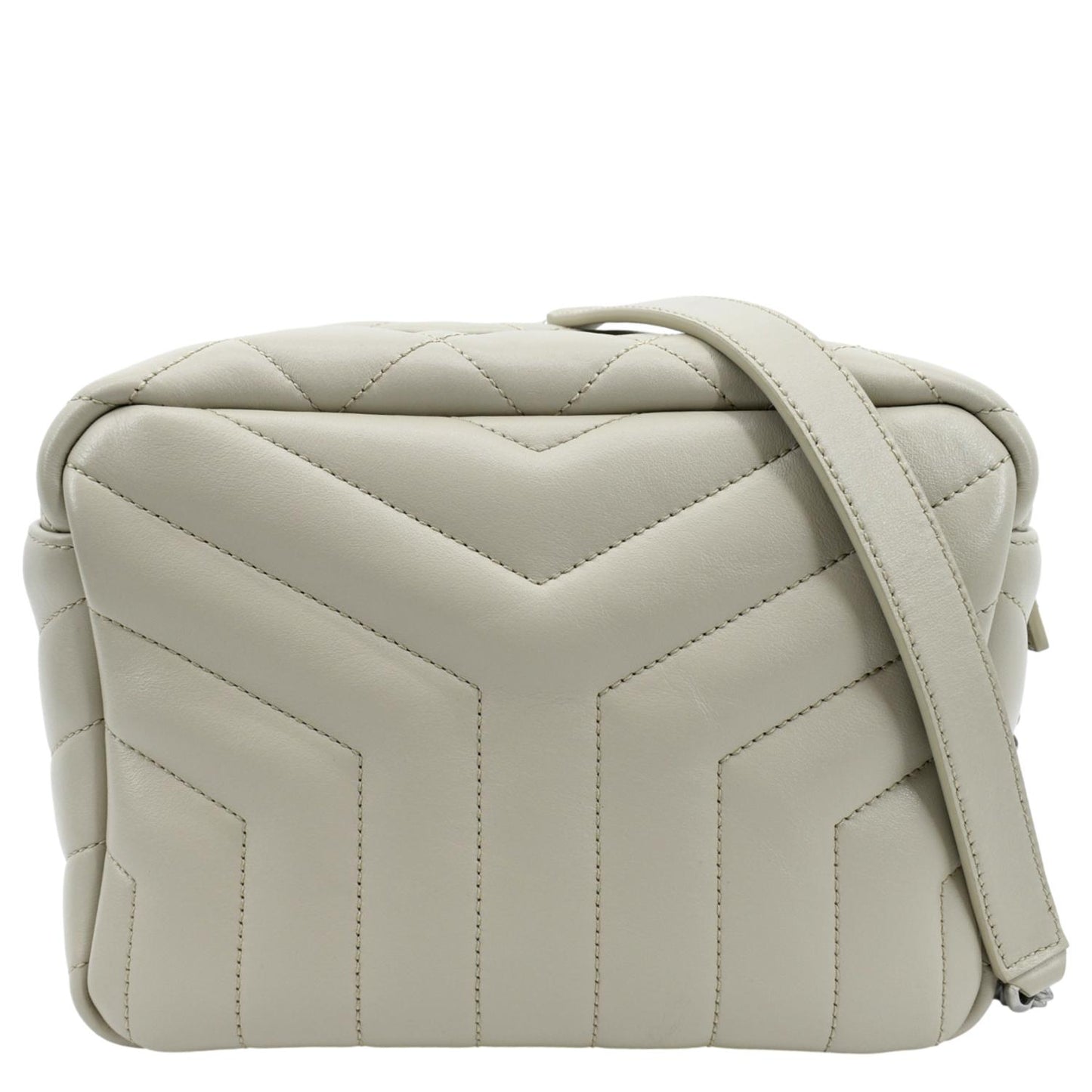 SAINT LAURENT Loulou Y Small Calfskin Leather Crossbody Bag White