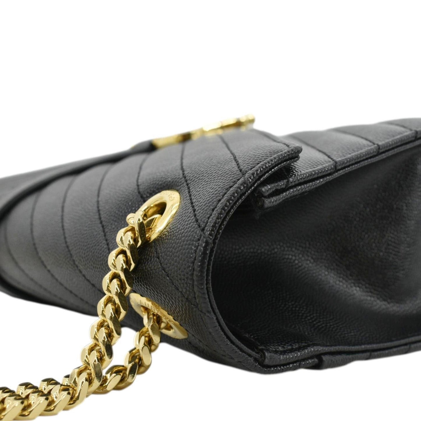 SAINT LAURENT Large Envelope Flap Matelasse Leather Shoulder Bag Black