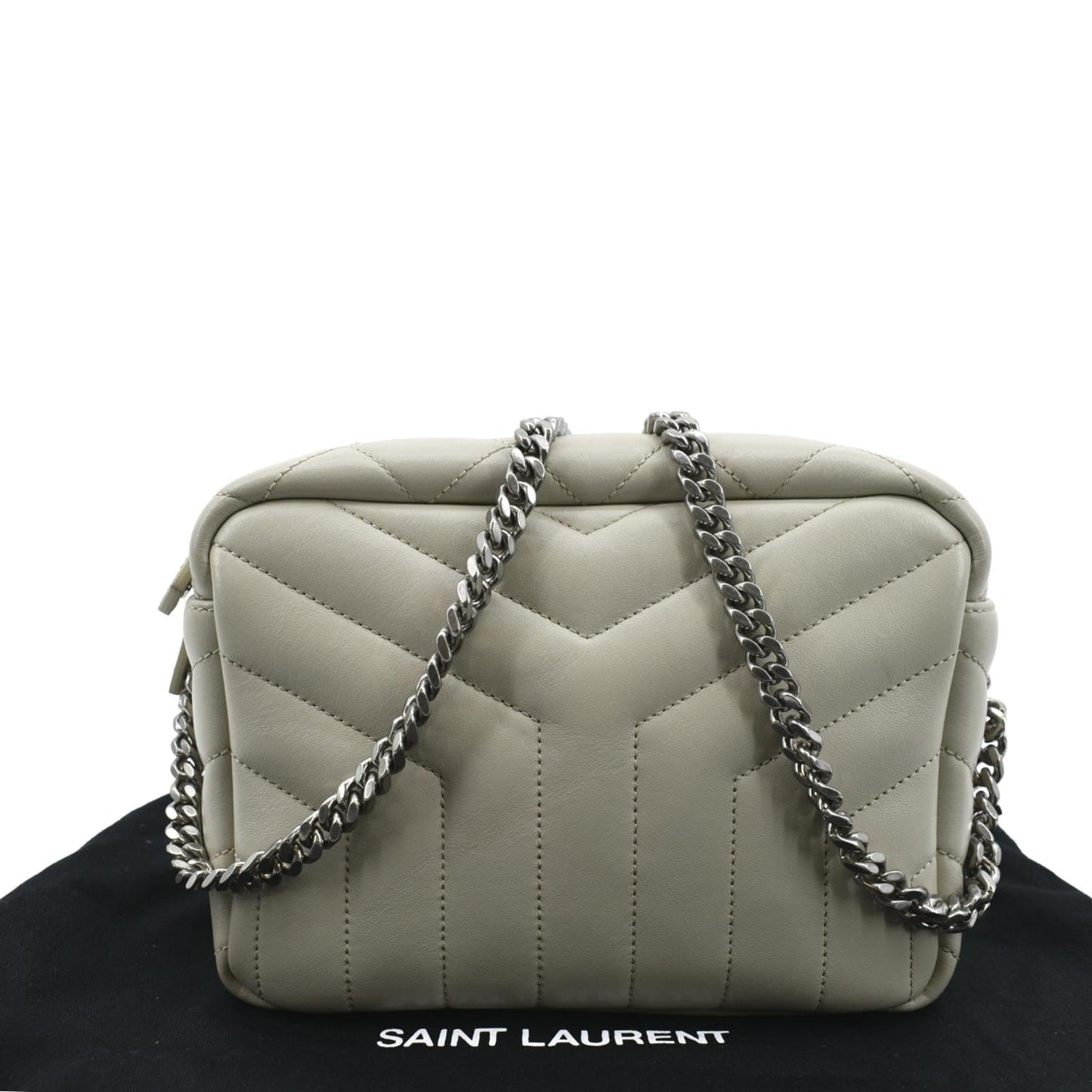 SAINT LAURENT Loulou Y Small Calfskin Leather Crossbody Bag White