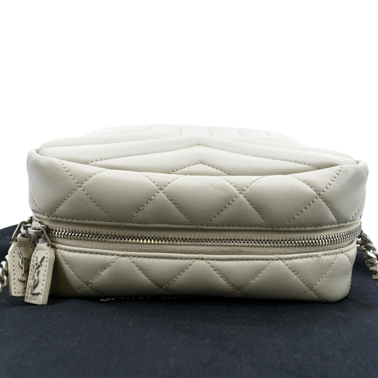 SAINT LAURENT Loulou Y Small Calfskin Leather Crossbody Bag White