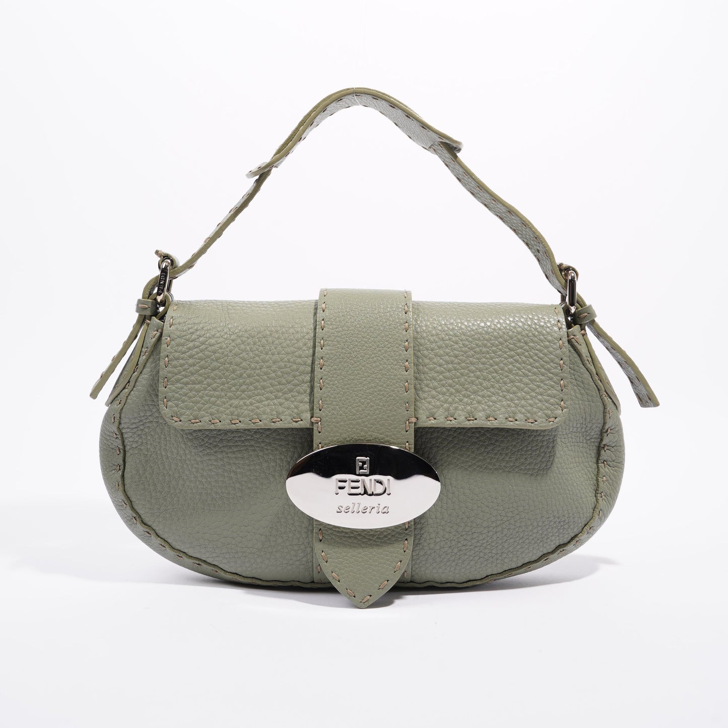 Fendi Womens Selleria Baguette Bag Green
