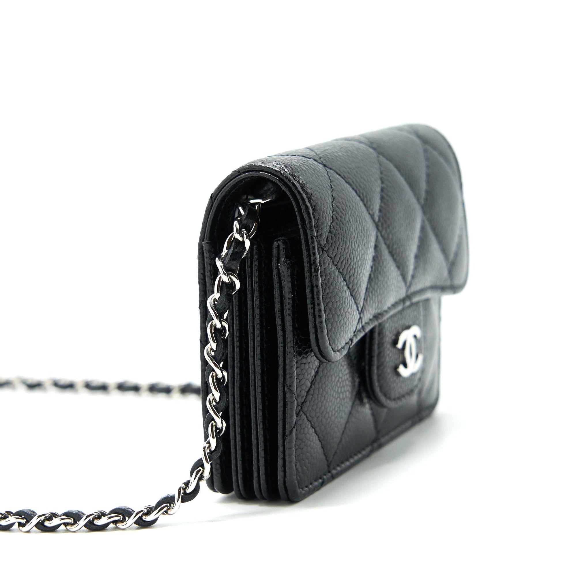 Chanel Card Holder With Chain Black Caviar