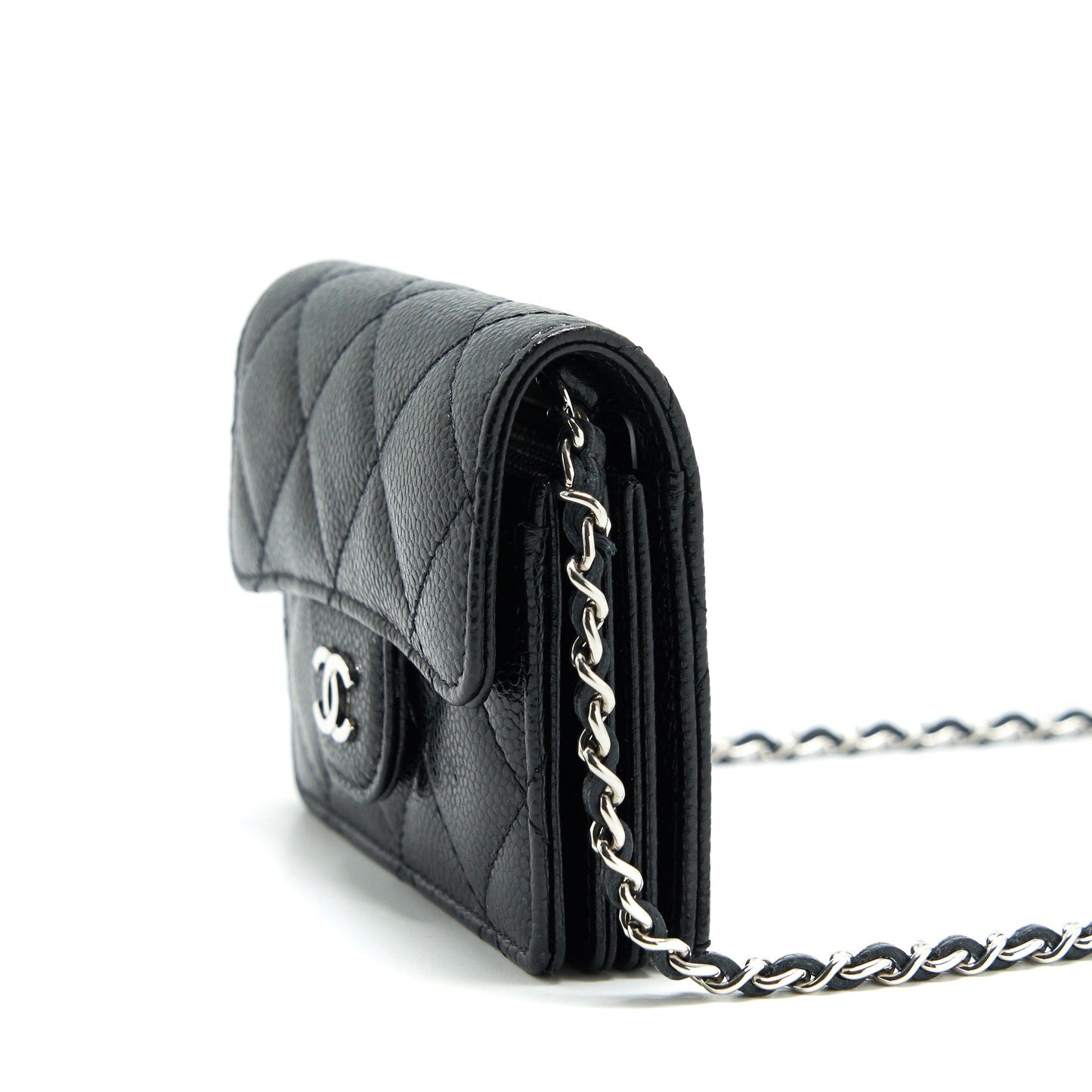 Chanel Card Holder With Chain Black Caviar