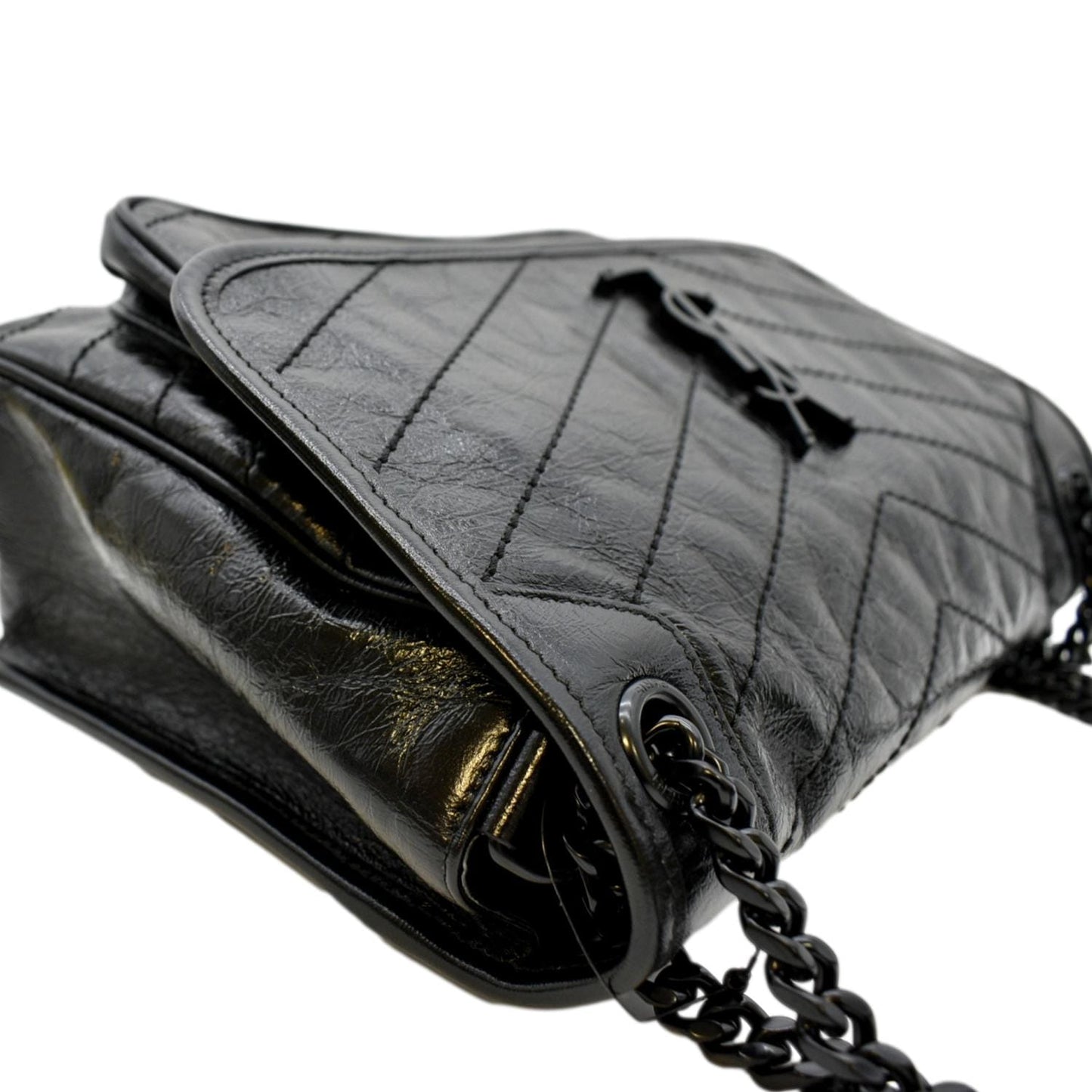 SAINT LAURENT Niki Medium Leather Shoulder Bag Black