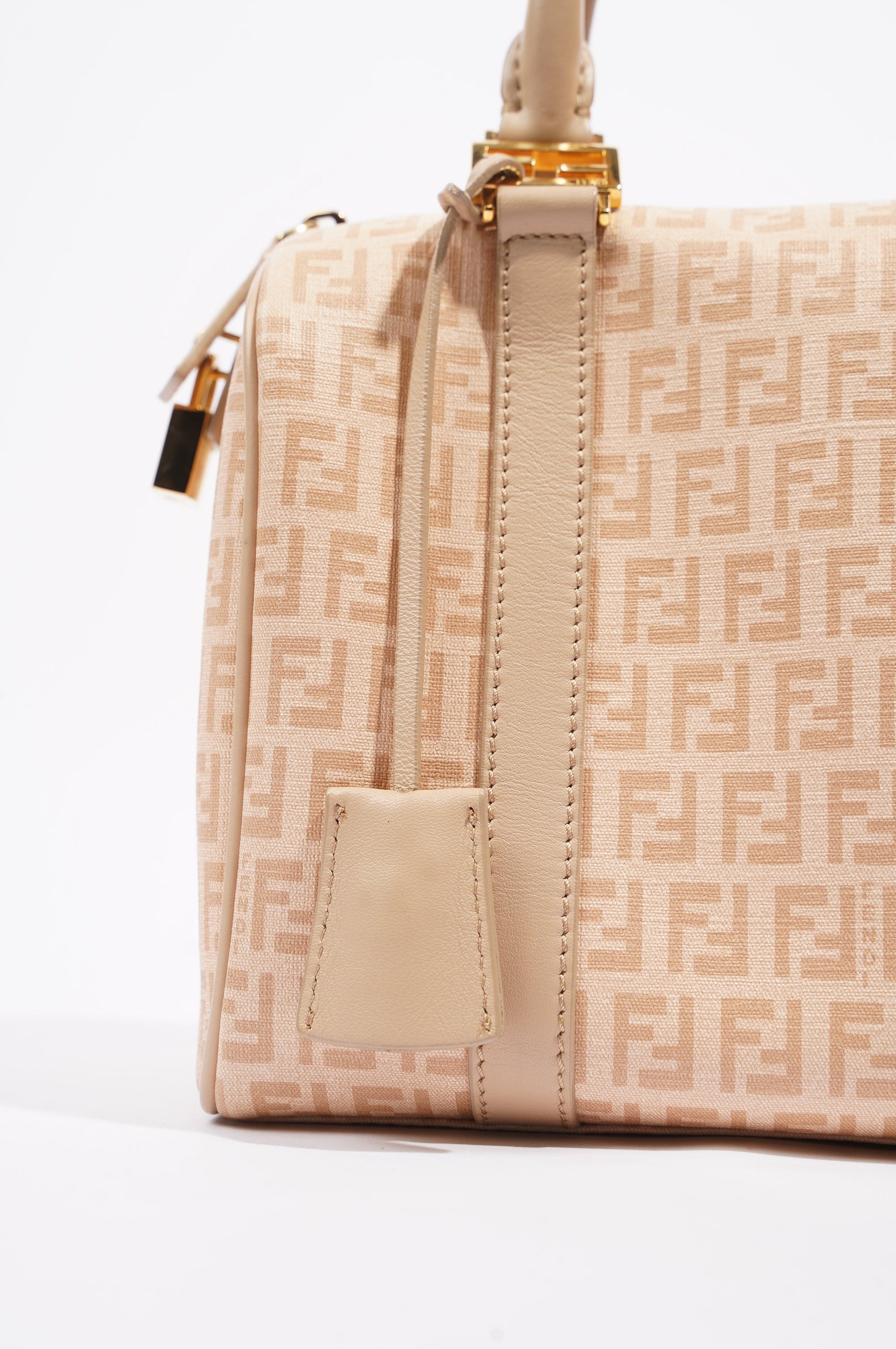 Fendi Womens Forever Bauletto Boston Bag Beige