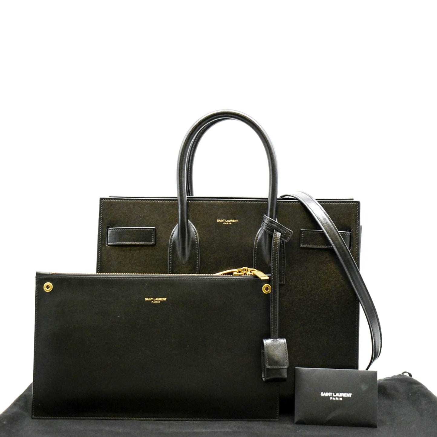SAINT LAURENT Sac de Jour Leather Satchel Shoulder Bag Black