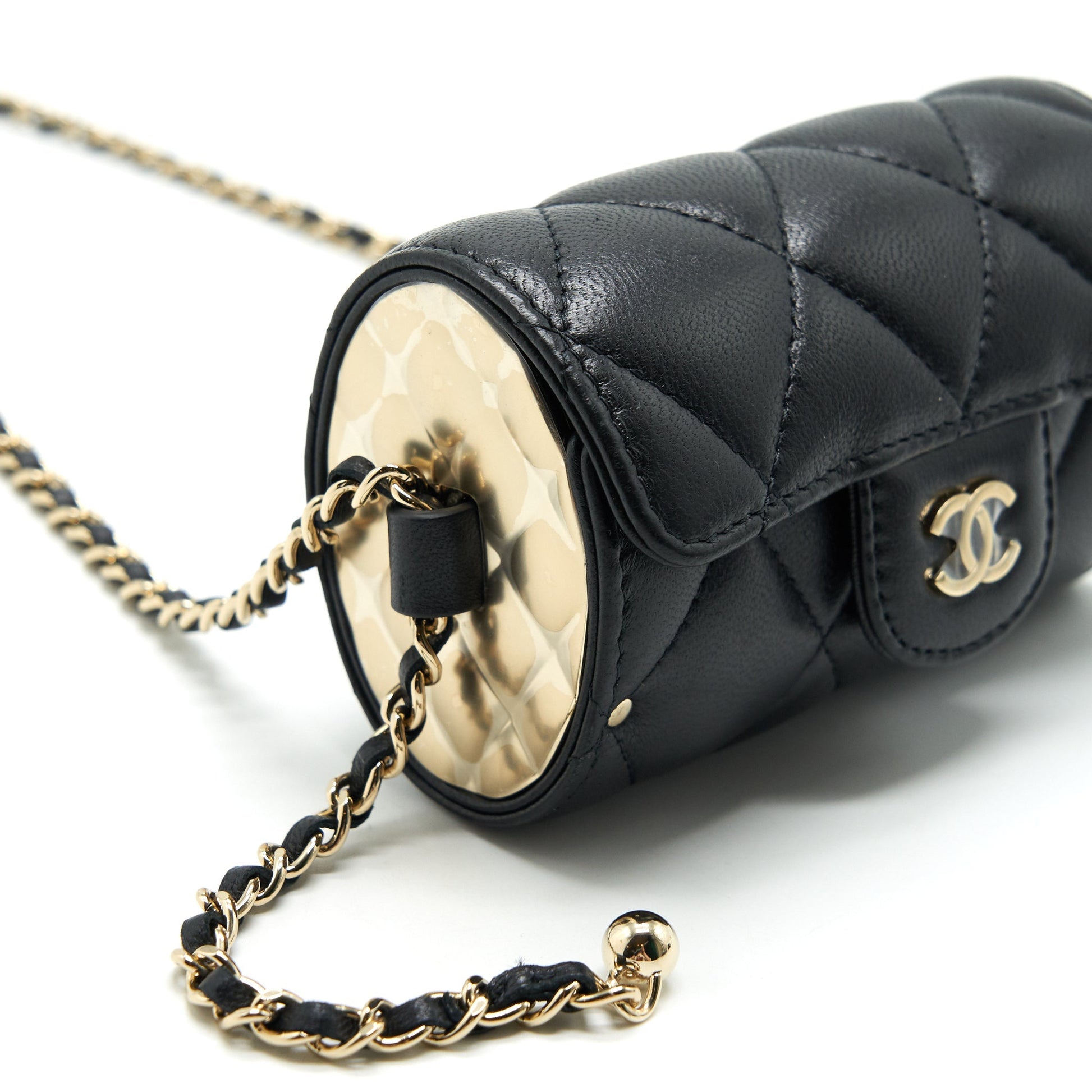 Chanel 21A Lipstick Mini Bag with Chain BLACK