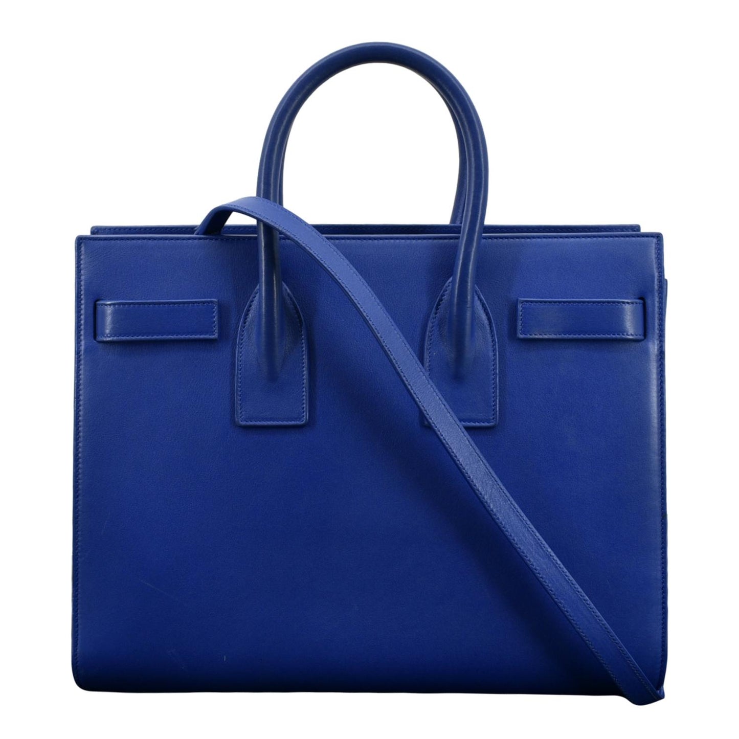 SAINT LAURENT Sac de Jour Leather Shoulder Bag Blue