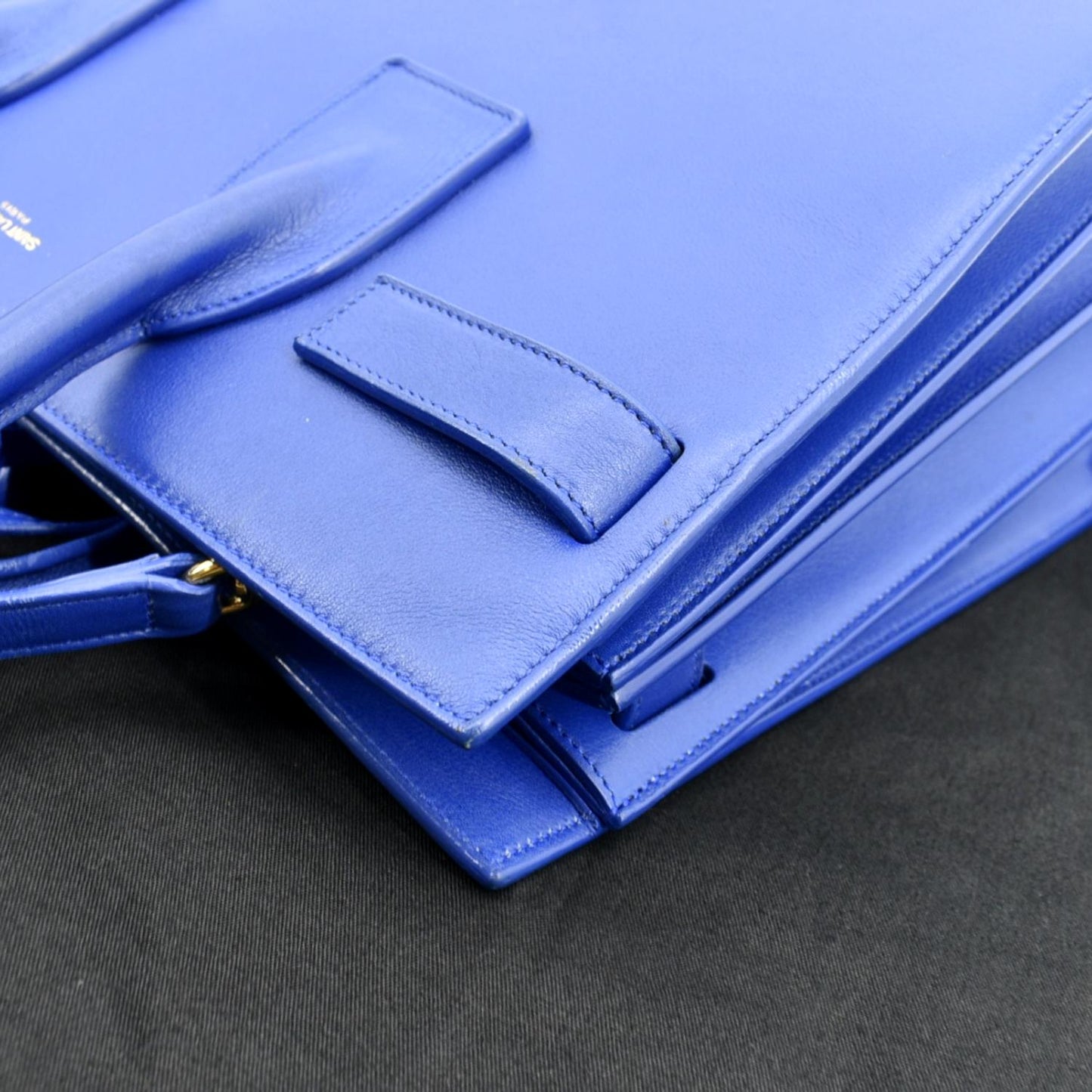 SAINT LAURENT Sac de Jour Leather Shoulder Bag Blue