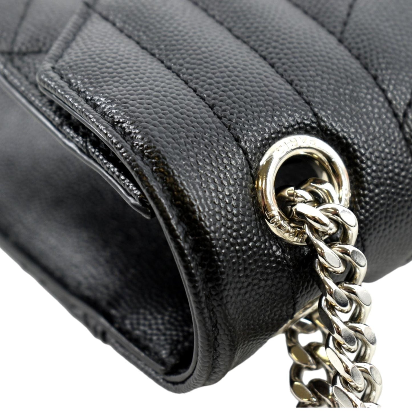 SAINT LAURENT Medium Envelope Leather Chain Shoulder Bag Black