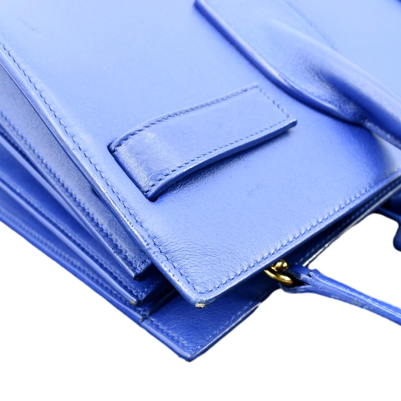 SAINT LAURENT Sac de Jour Leather Shoulder Bag Blue