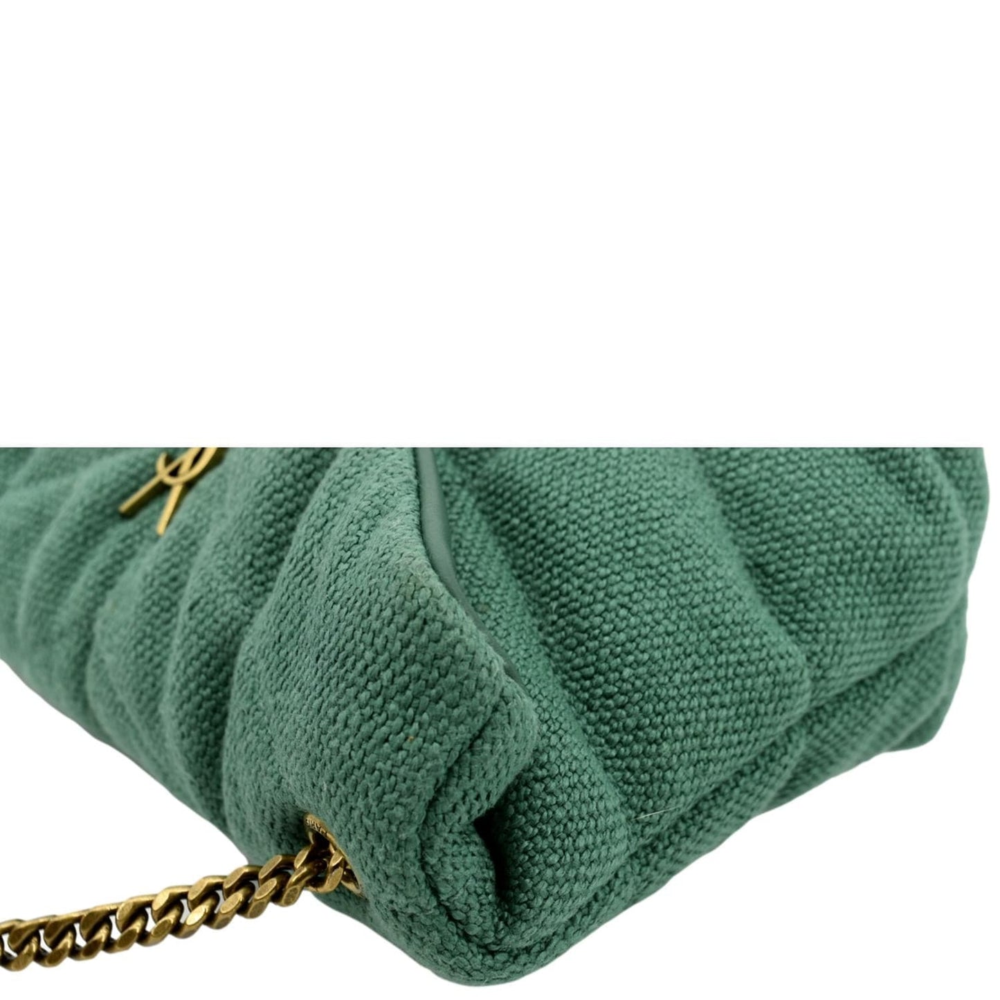SAINT LAURENT Loulou Puffer Mini Quilted Canvas Crossbody Bag Light Green