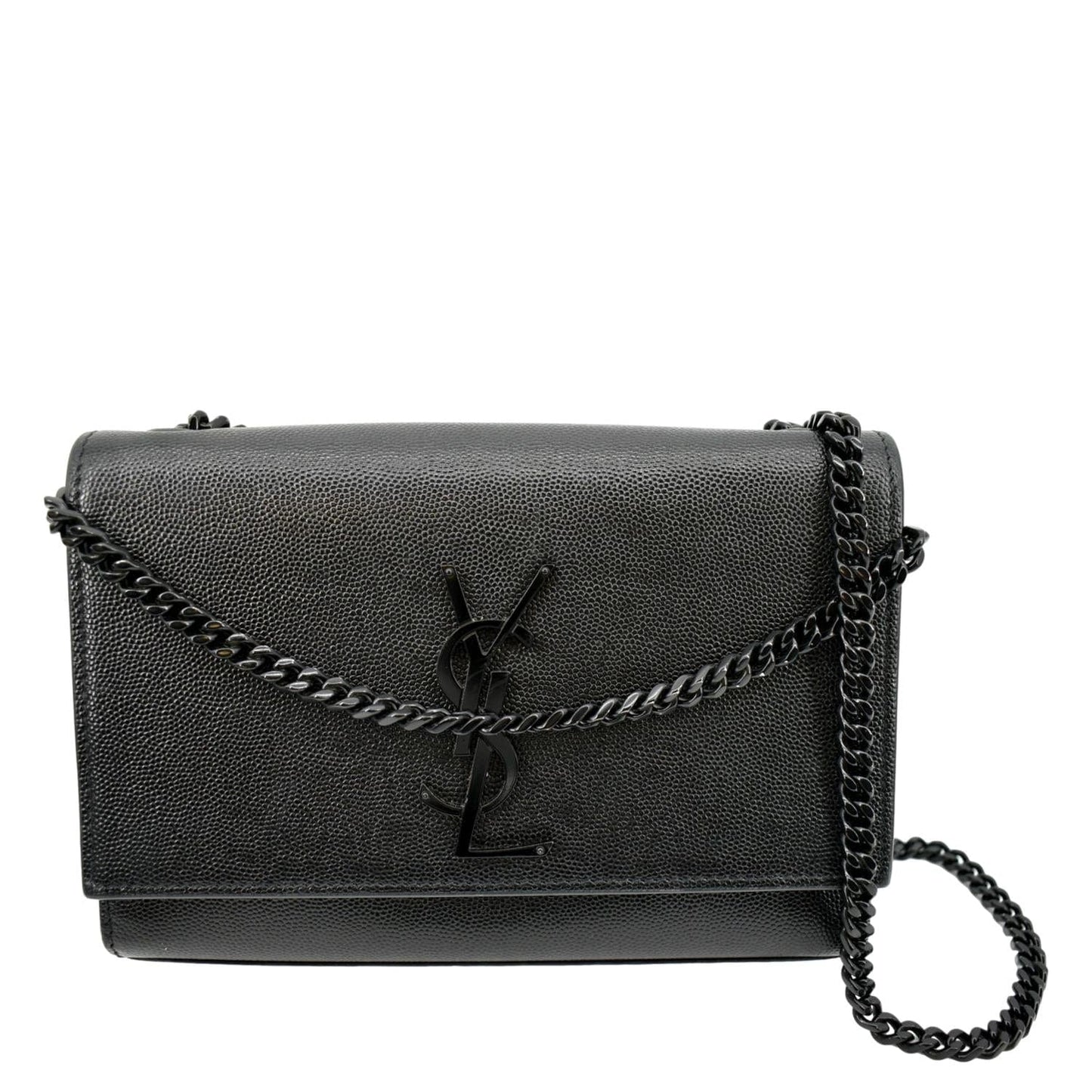 SAINT LAURENT Kate Leather Chain Clutch Crossbody Bag Black