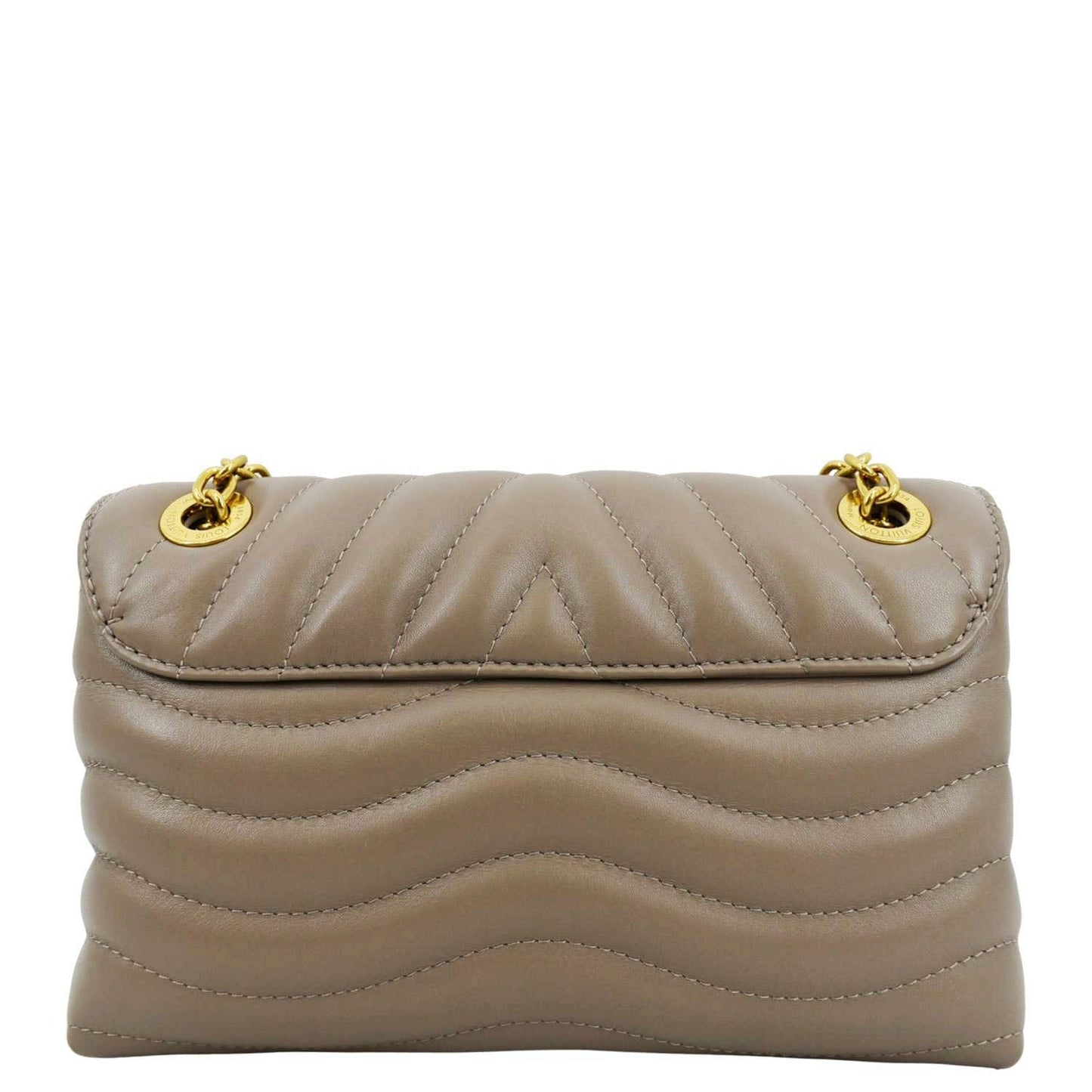 LOUIS VUITTON New Wave Chain MM Calfskin Leather Shoulder Bag Taupe
