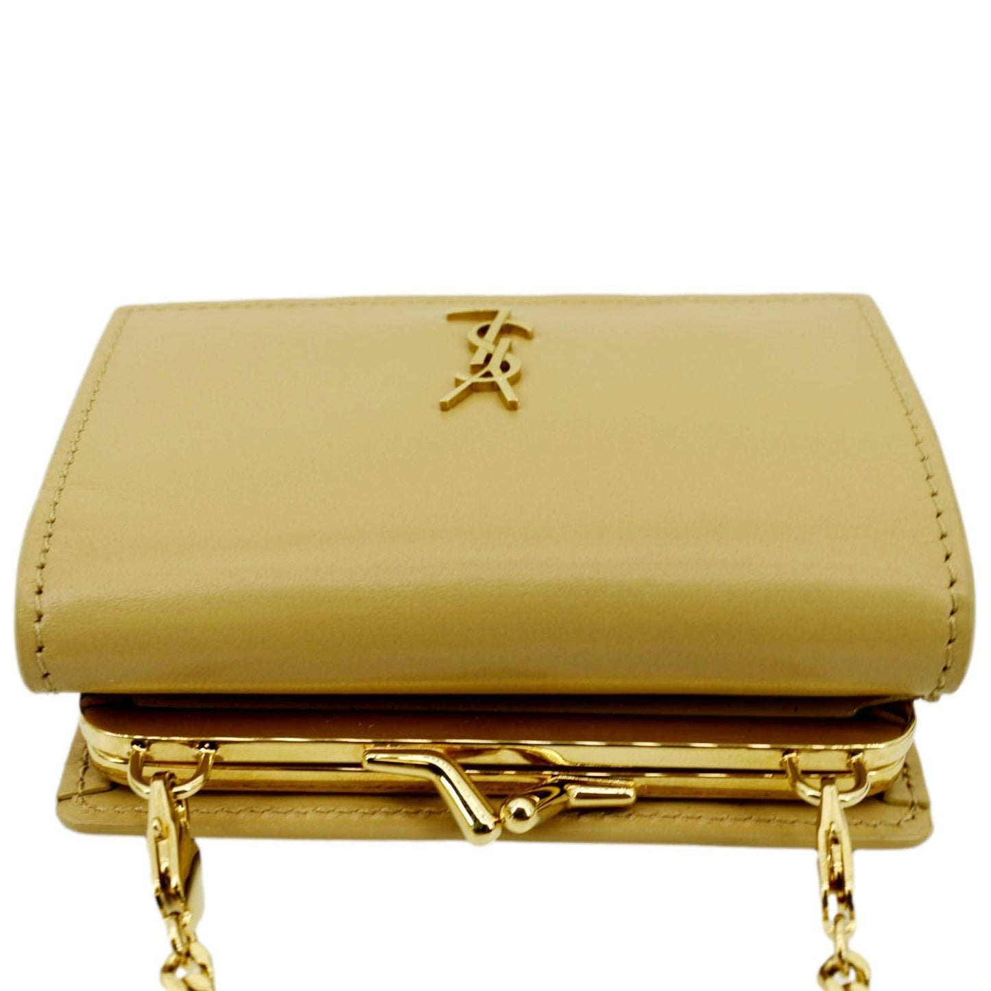 SAINT LAURENT Rider Smooth Leather Shoulder Bag Beige