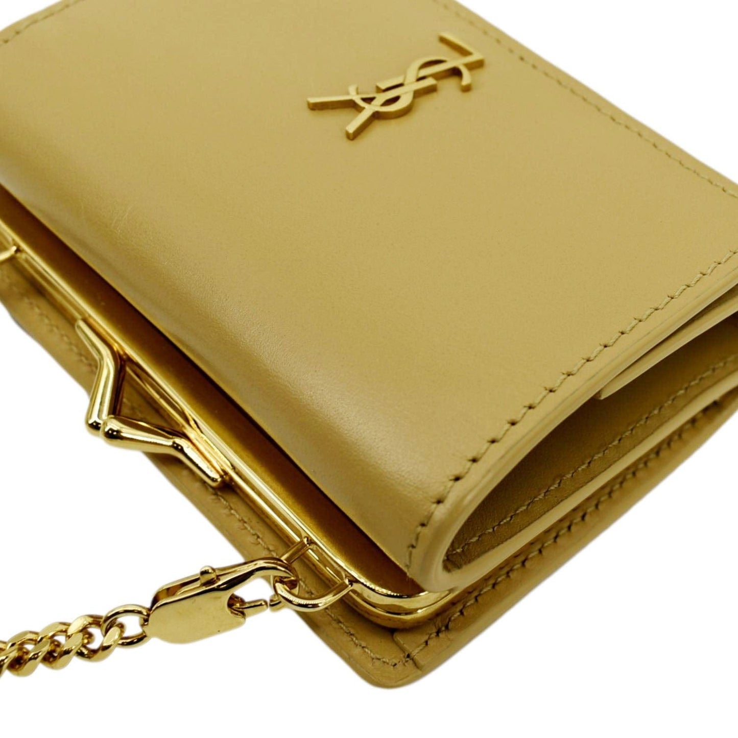 SAINT LAURENT Rider Smooth Leather Shoulder Bag Beige