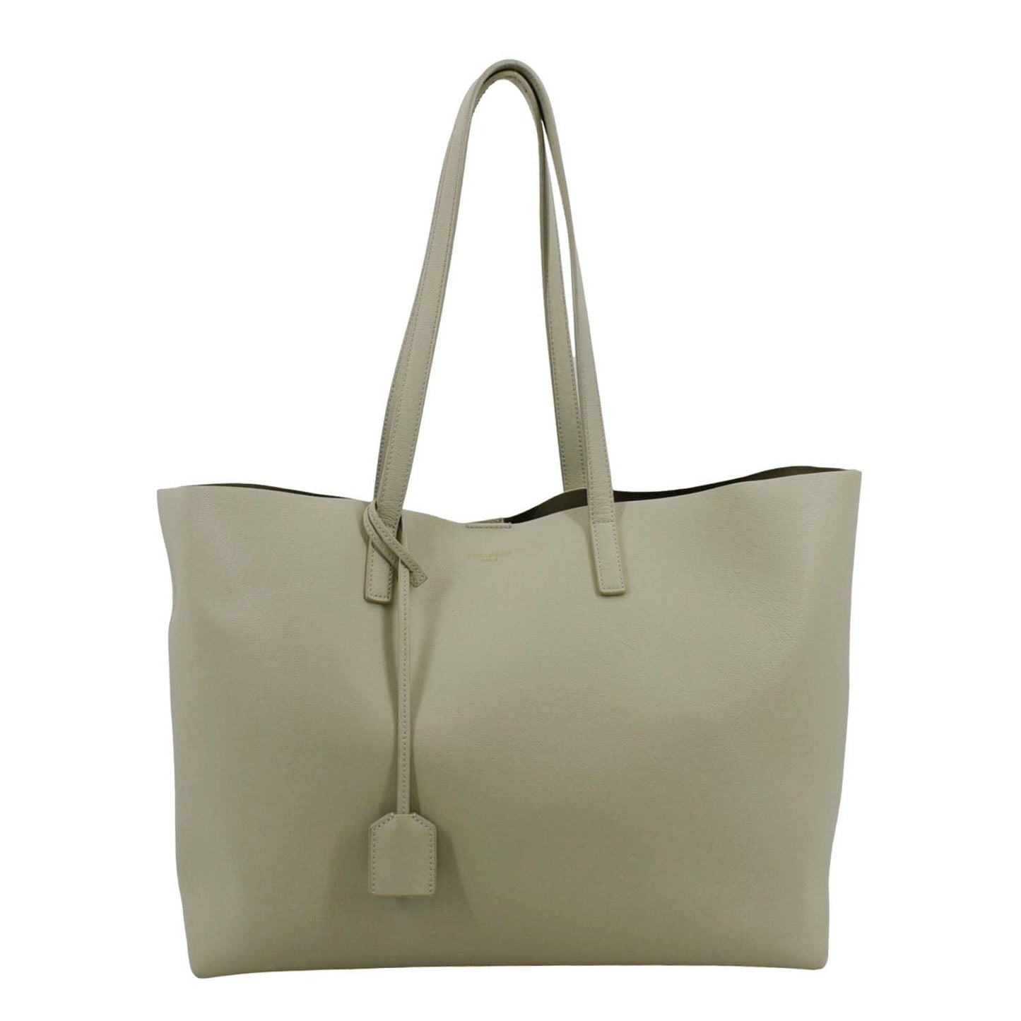 SAINT LAURENT Leather Tote Bag Ivory
