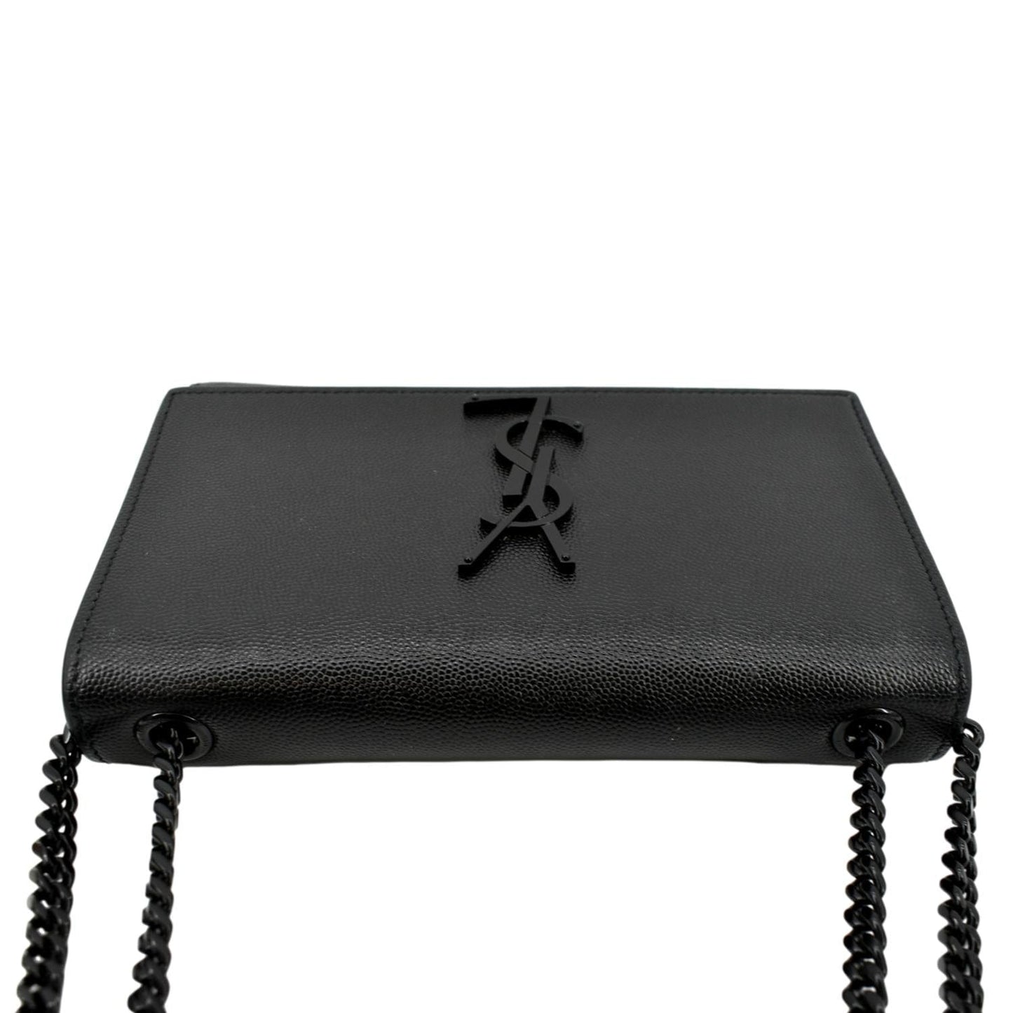 SAINT LAURENT Kate Leather Chain Clutch Crossbody Bag Black