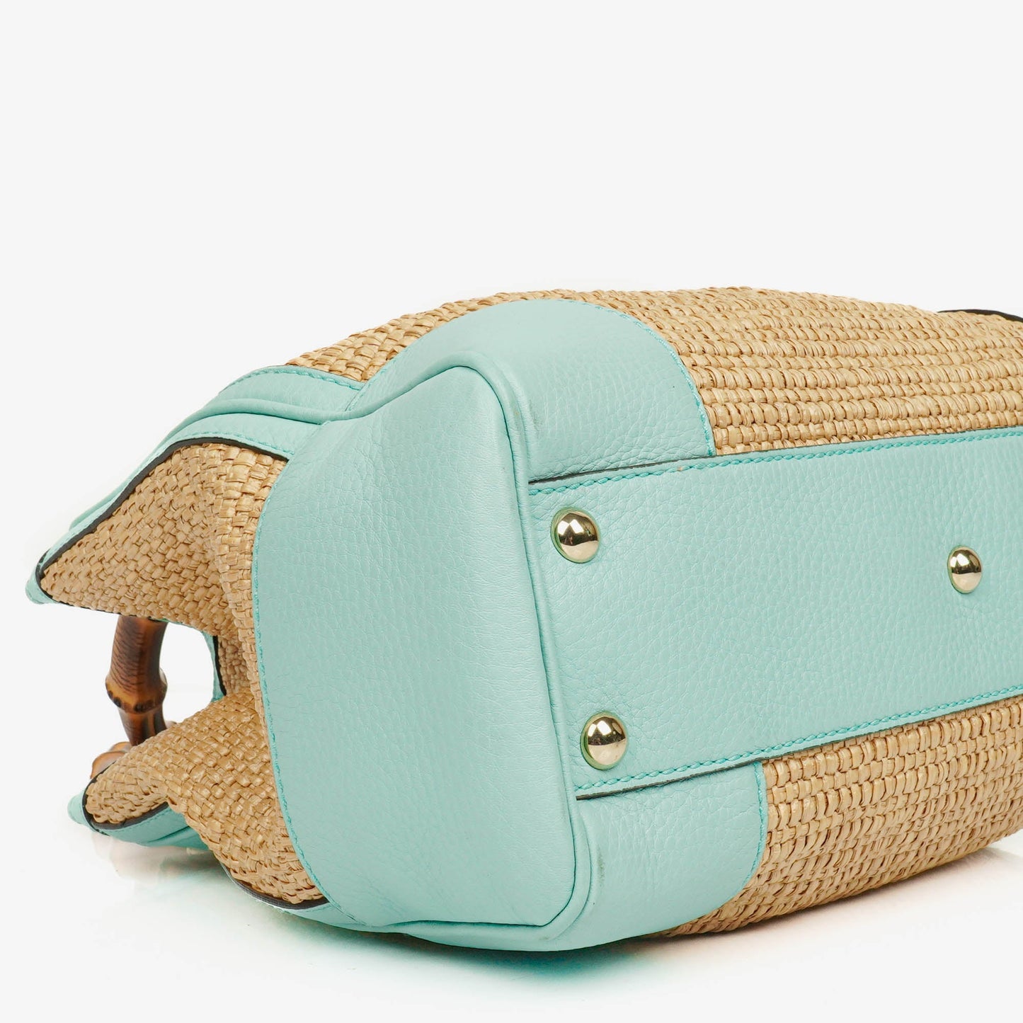 Gucci Woven Straw and Leather Bamboo Shopper Tote Bag
