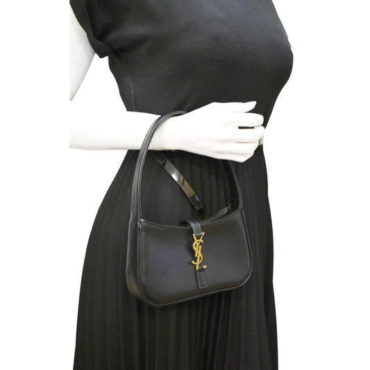 SAINT LAURENT Le 5 A 7 Mini Leather Satchel Bag Black