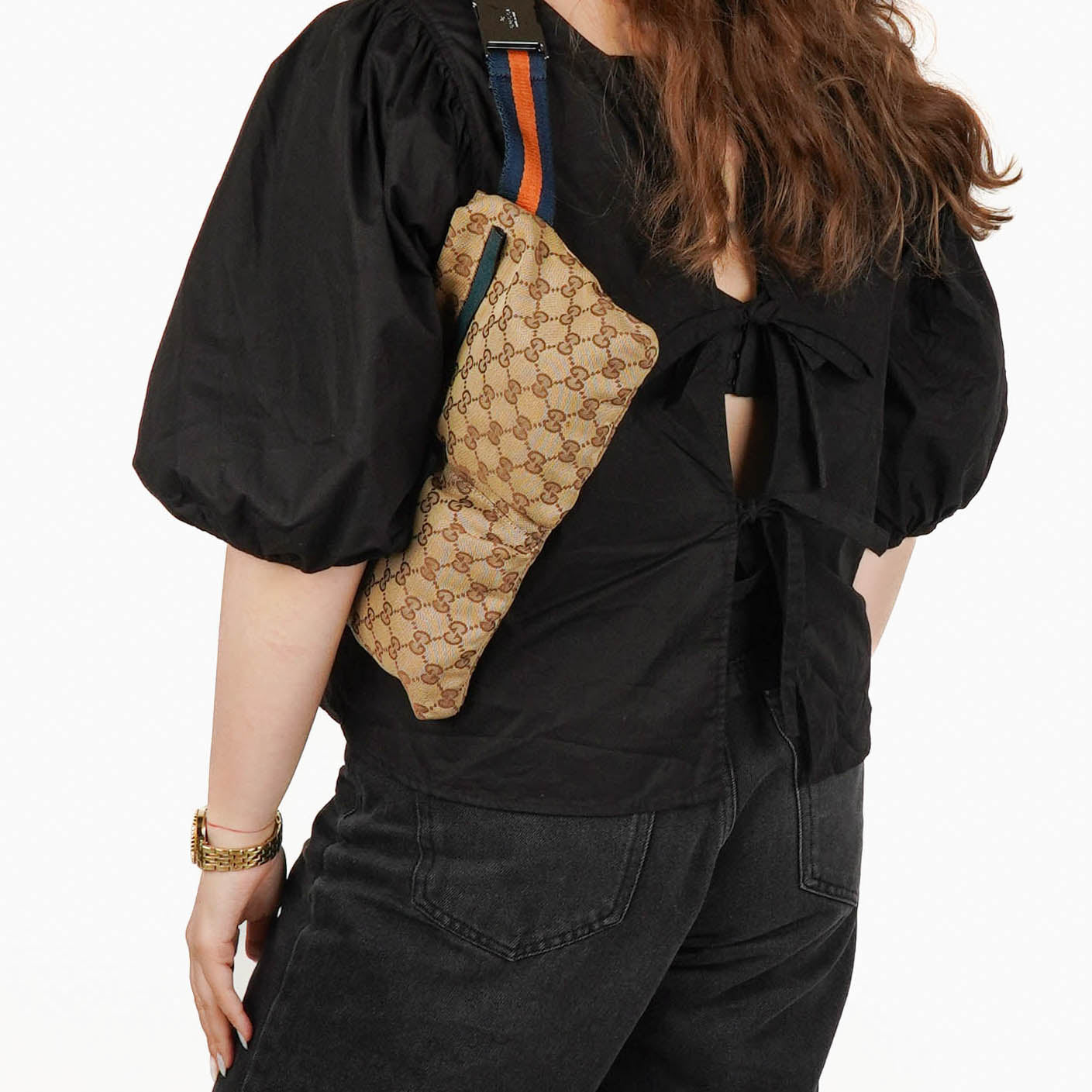 Gucci GG Multicolour Beige/Blue/Orange Monogram Canvas Belt Bag