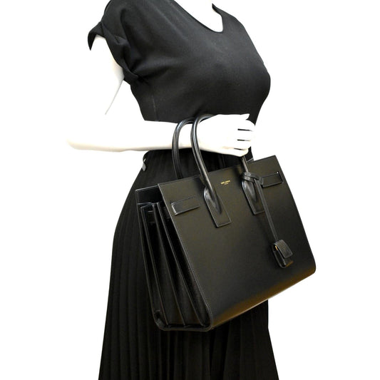 SAINT LAURENT Sac de Jour Leather Satchel Shoulder Bag Black