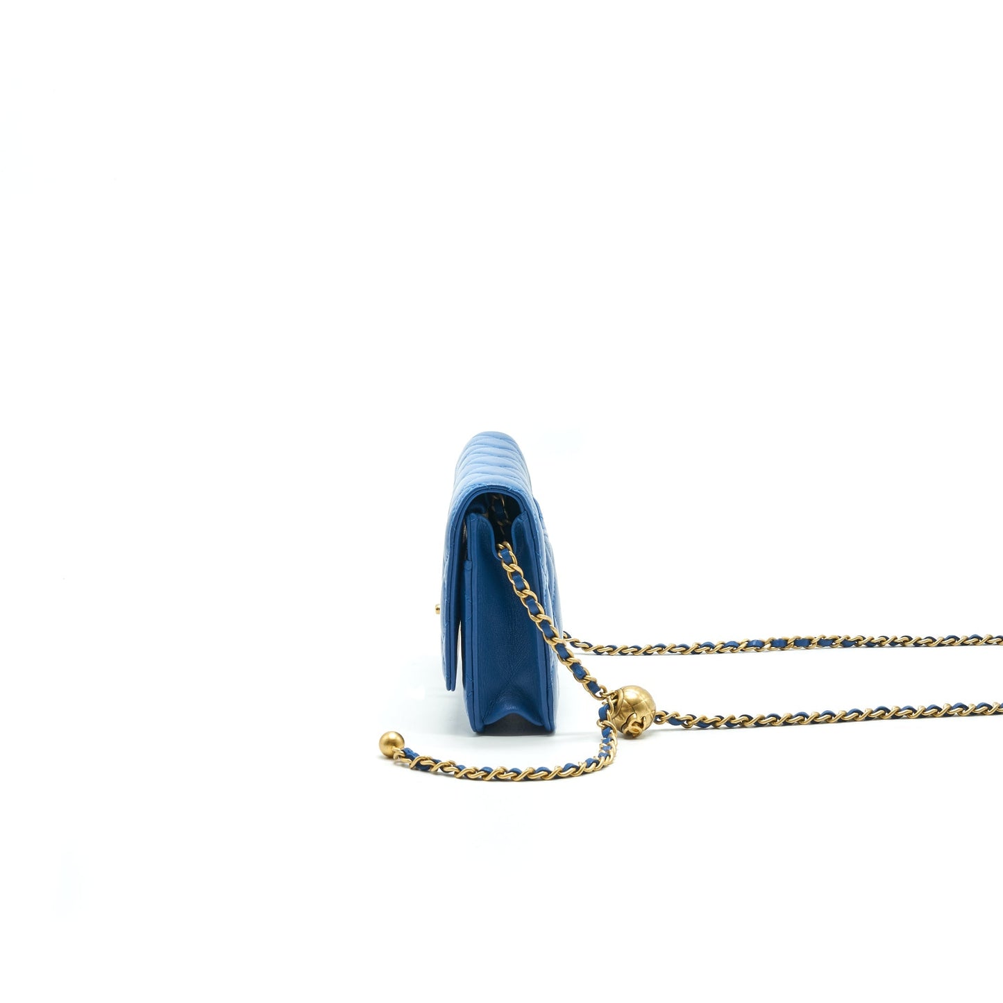 Chanel Lambskin Quilted CC Pearl Crush Wallet On Chain Blue with GHW Crossbody