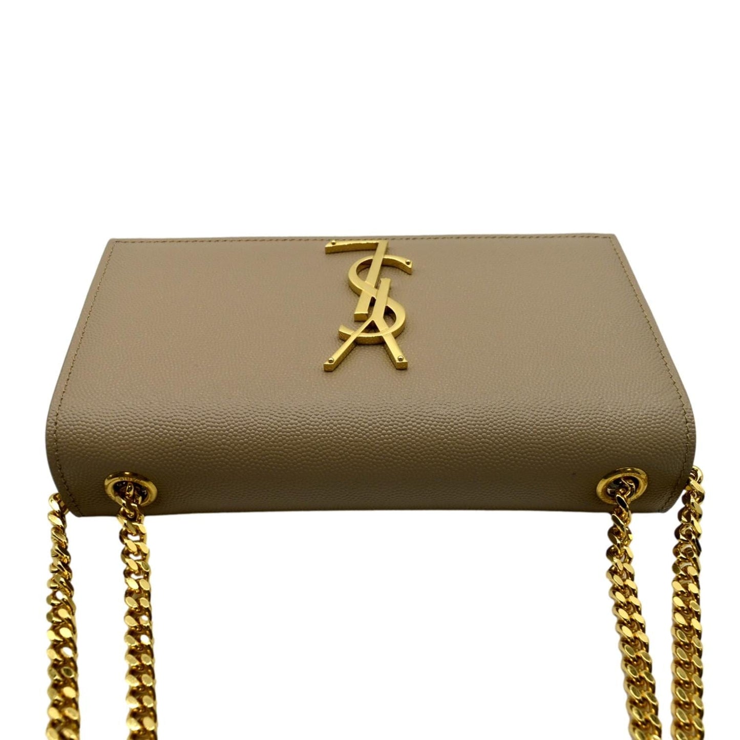 SAINT LAURENT Kate Leather Chain Clutch Crossbody Bag Beige
