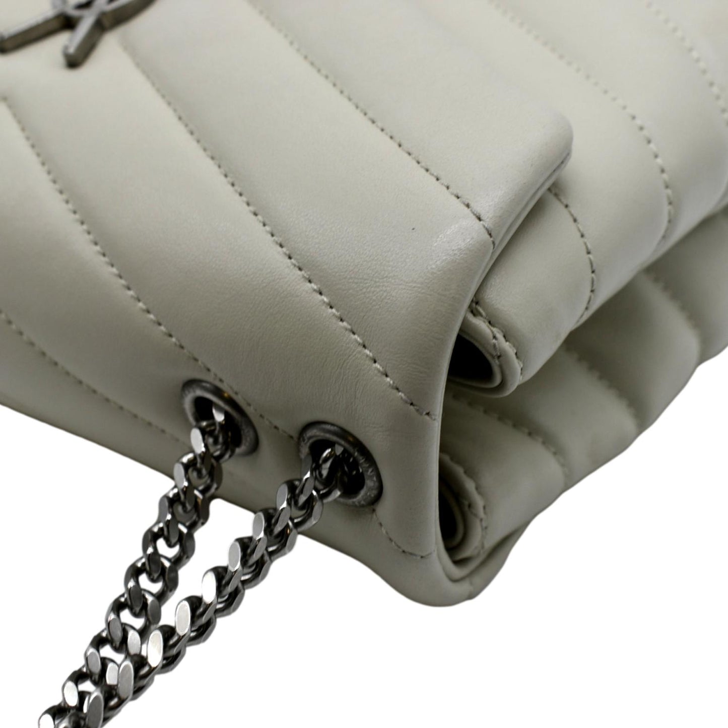 SAINT LAURENT Loulou Toy Quilted Leather Crossbody Bag Ivory