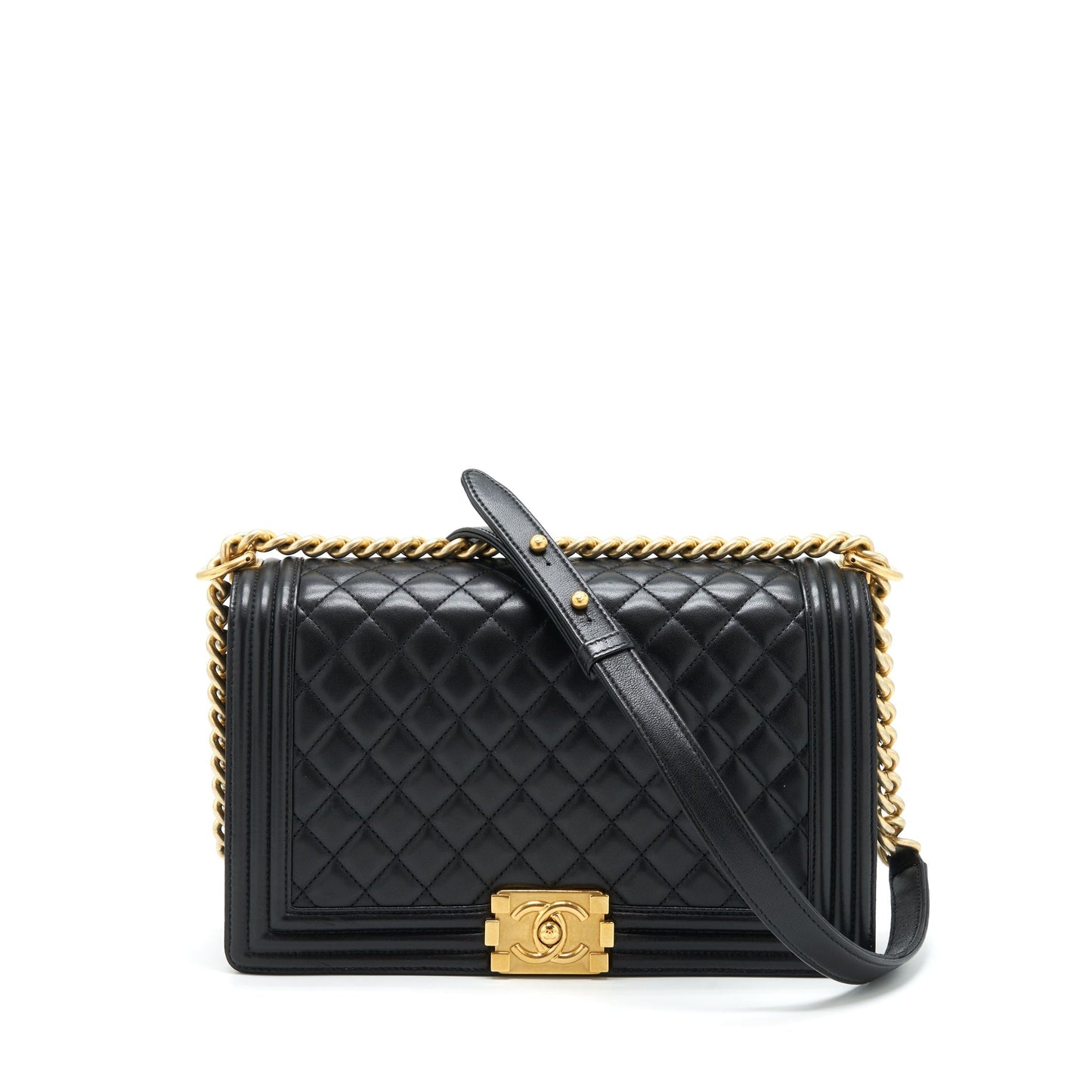 Chanel Boy Bag New Medium 28cm Lambskin Black Ruthenium GHW