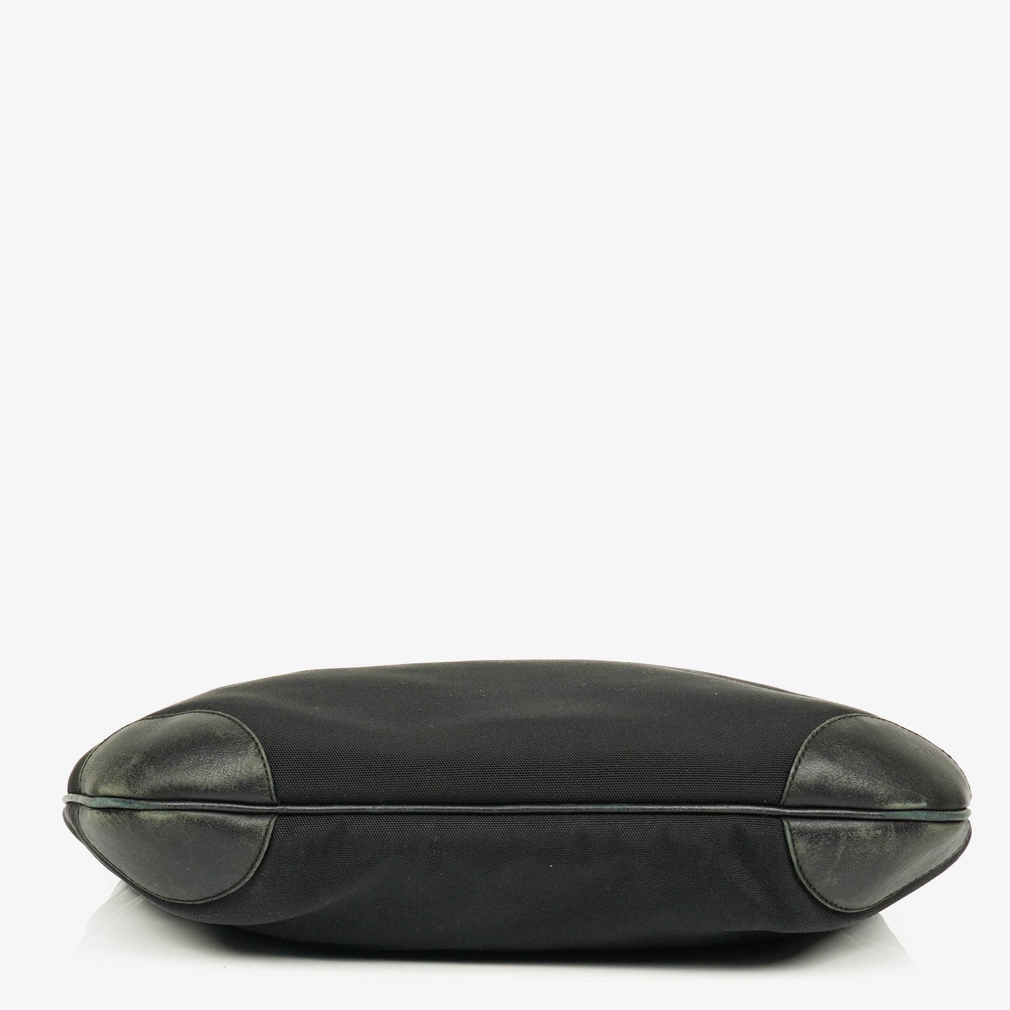 Gucci Black Nylon Leather Braided Handle Ring Hobo Bag