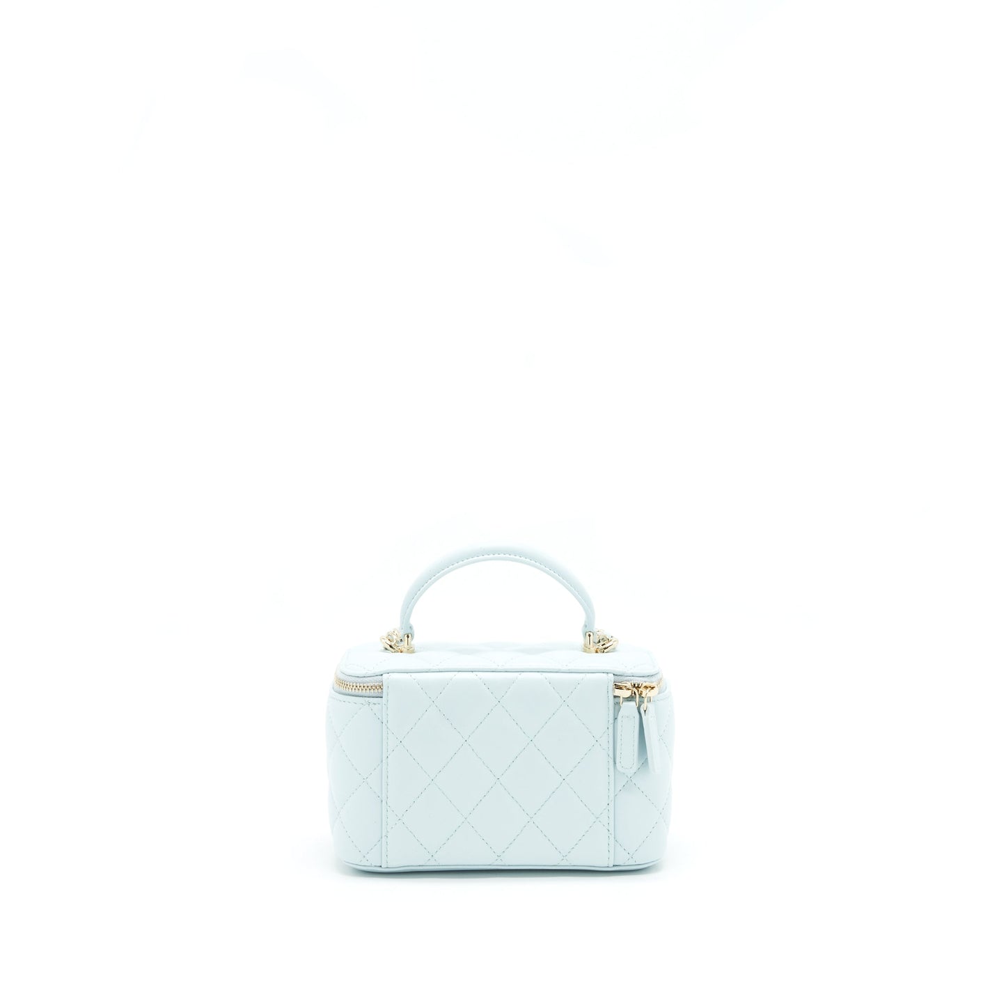 Chanel 21K Rectangular Top handle Vanity with Chain Baby Blue L