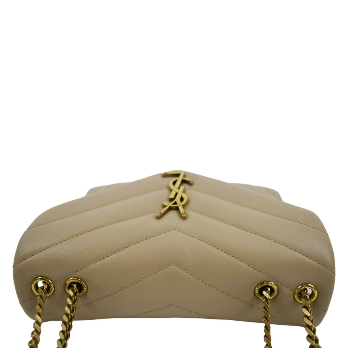 SAINT LAURENT Small Loulou Quilted Leather Crossbody Bag Dark Beige