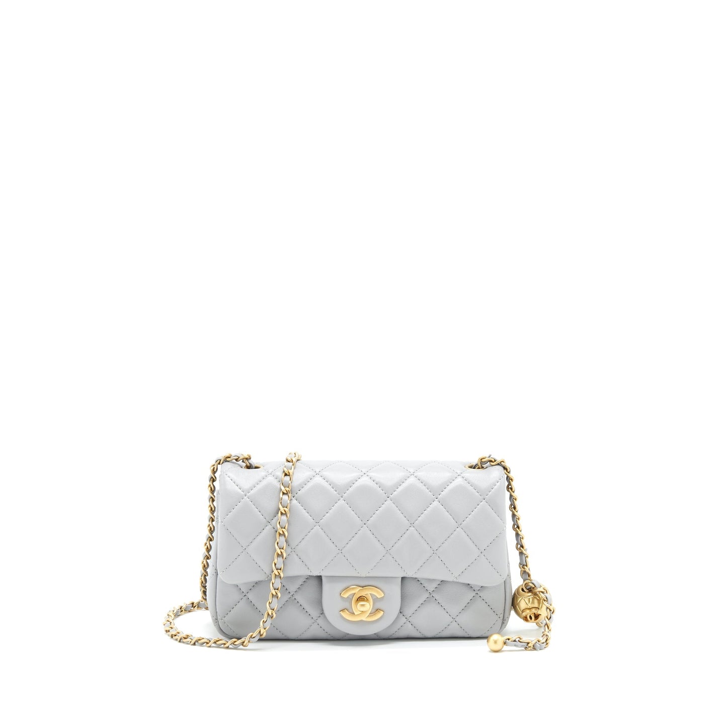 Chanel 21B pearl Crush Mini Rectangular Flap Bag Grey