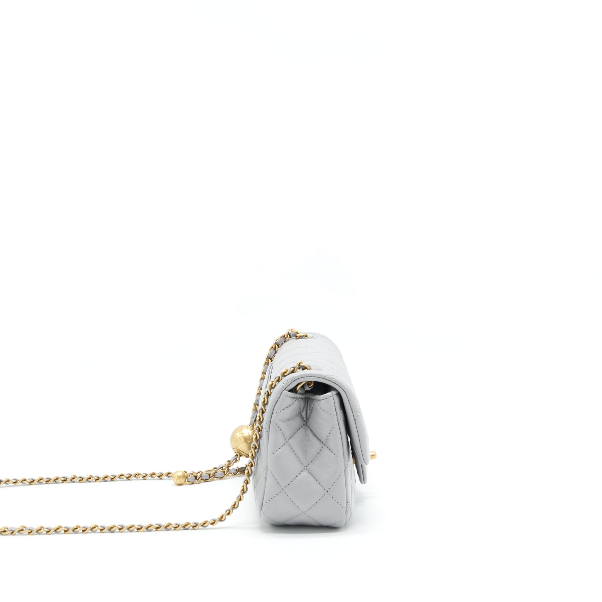 Chanel 21B pearl Crush Mini Rectangular Flap Bag Grey