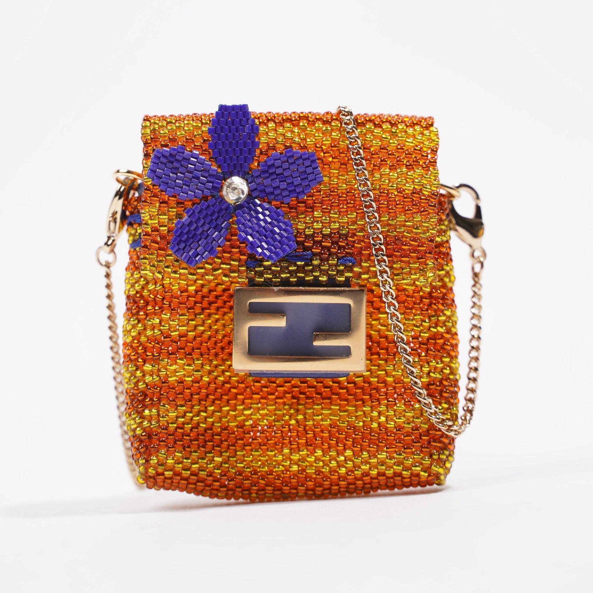 Fendi Womens Pico Baguette Charm Beads Orange / Yellow