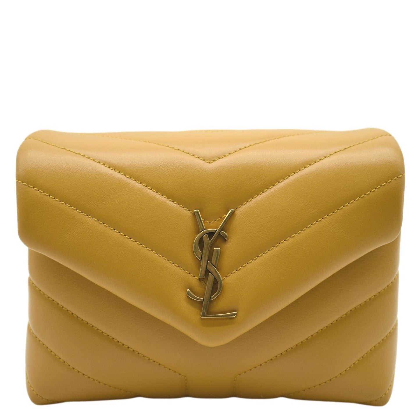 SAINT LAURENT Mini Loulou Leather Crossbody Bag Yellow