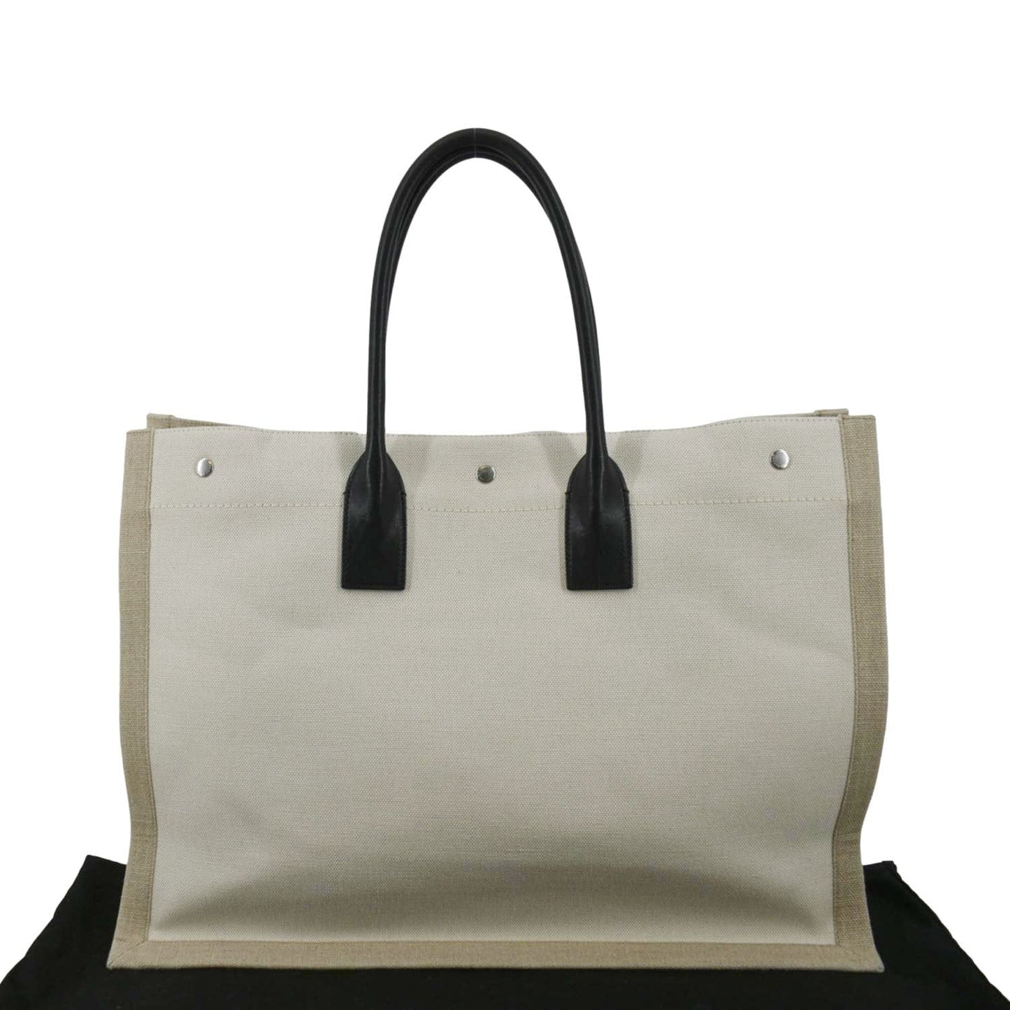 SAINT LAURENT Rive Gauche Small Linen Leather Tote Griege