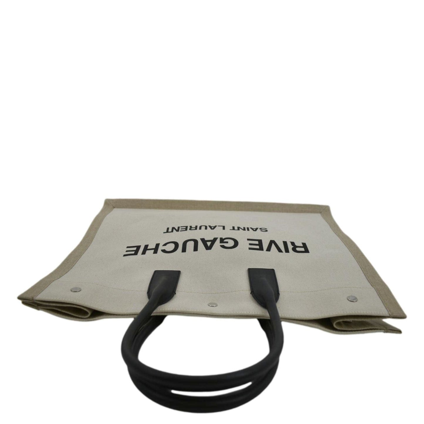 SAINT LAURENT Rive Gauche Small Linen Leather Tote Griege