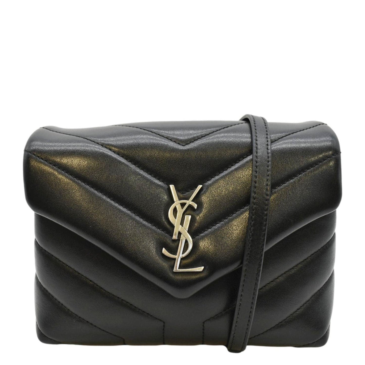 SAINT LAURENT Loulou Toy Matelasse Leather Shoulder Bag Black