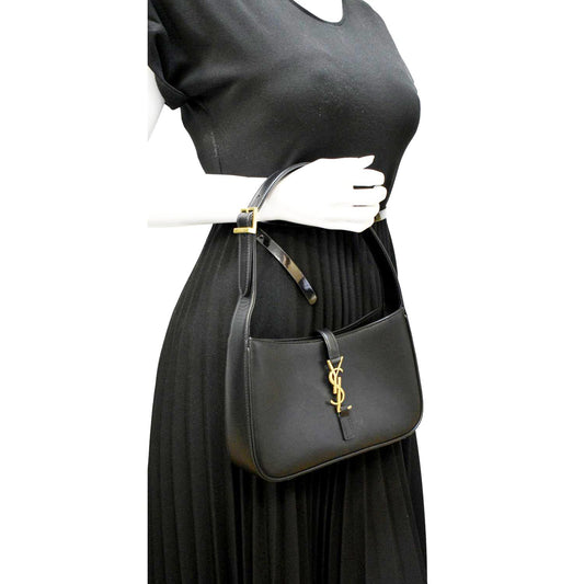 SAINT LAURENT Le 5 A 7 Leather Satchel Bag Black