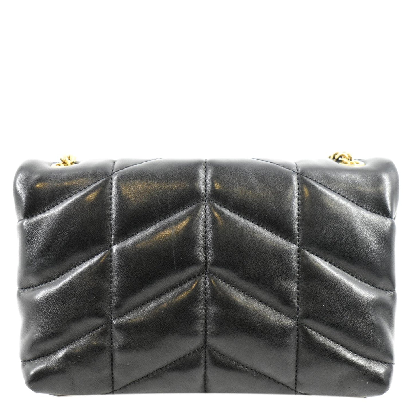 SAINT LAURENT Toy Loulou Puffer Quilted Lambskin Leather Crossbody Bag Black