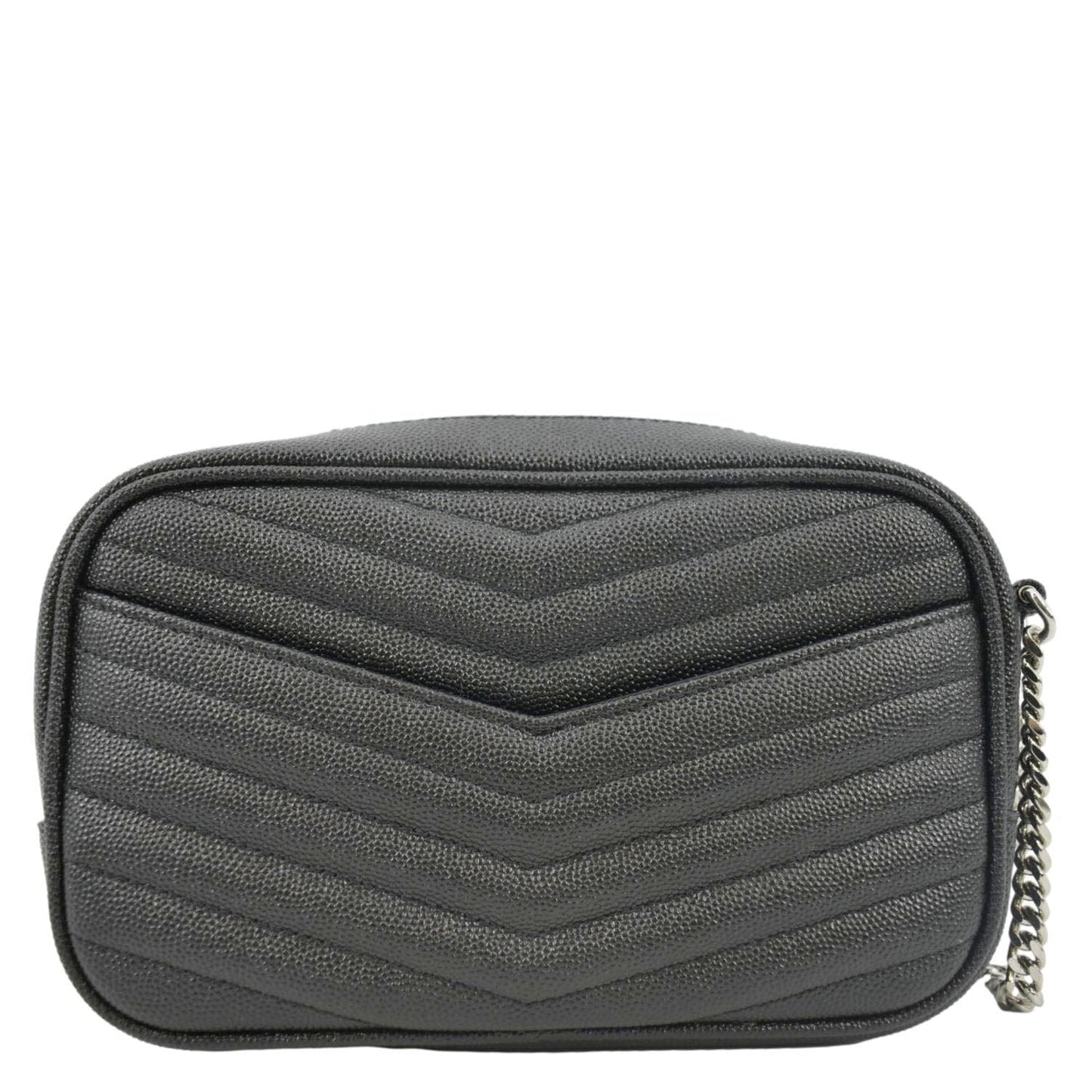 SAINT LAURENT Lou Chevron Leather Camera Crossbody Bag Black
