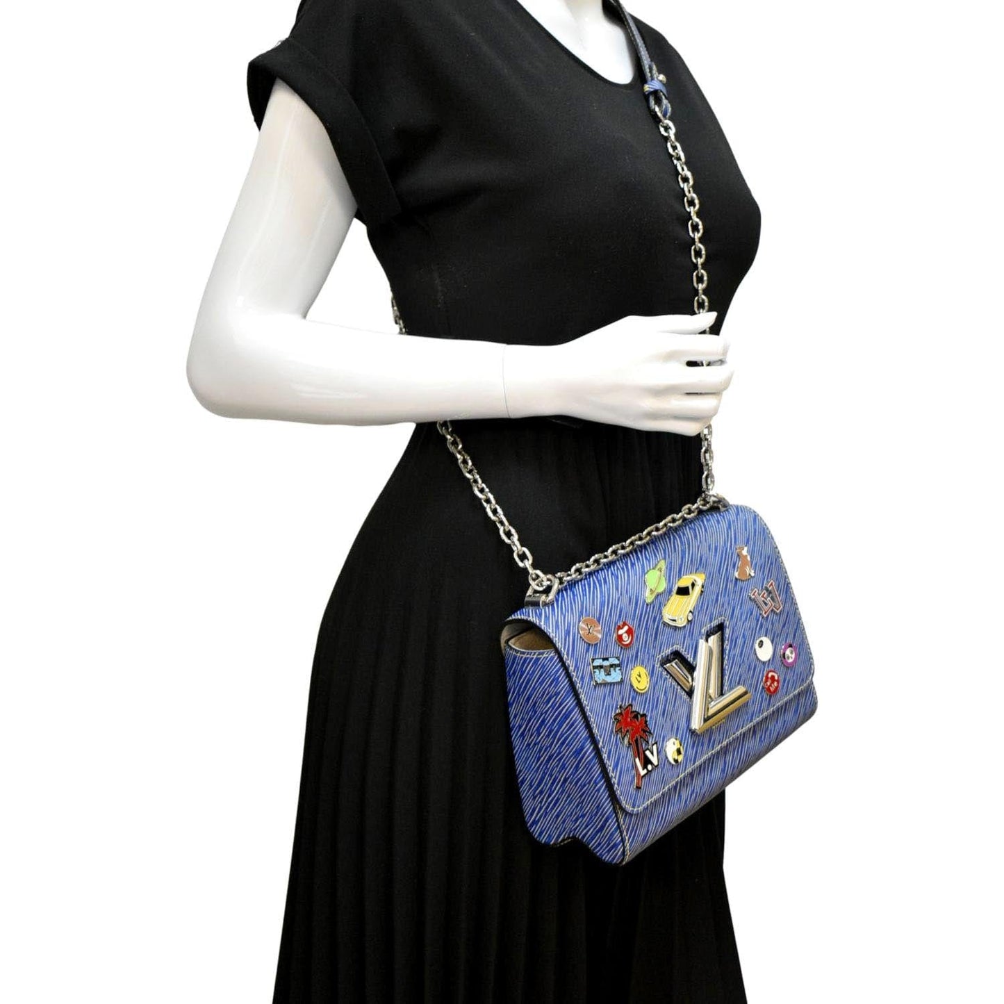 LOUIS VUITTON Twist Denim Charms Epi Leather Crossbody Bag Blue