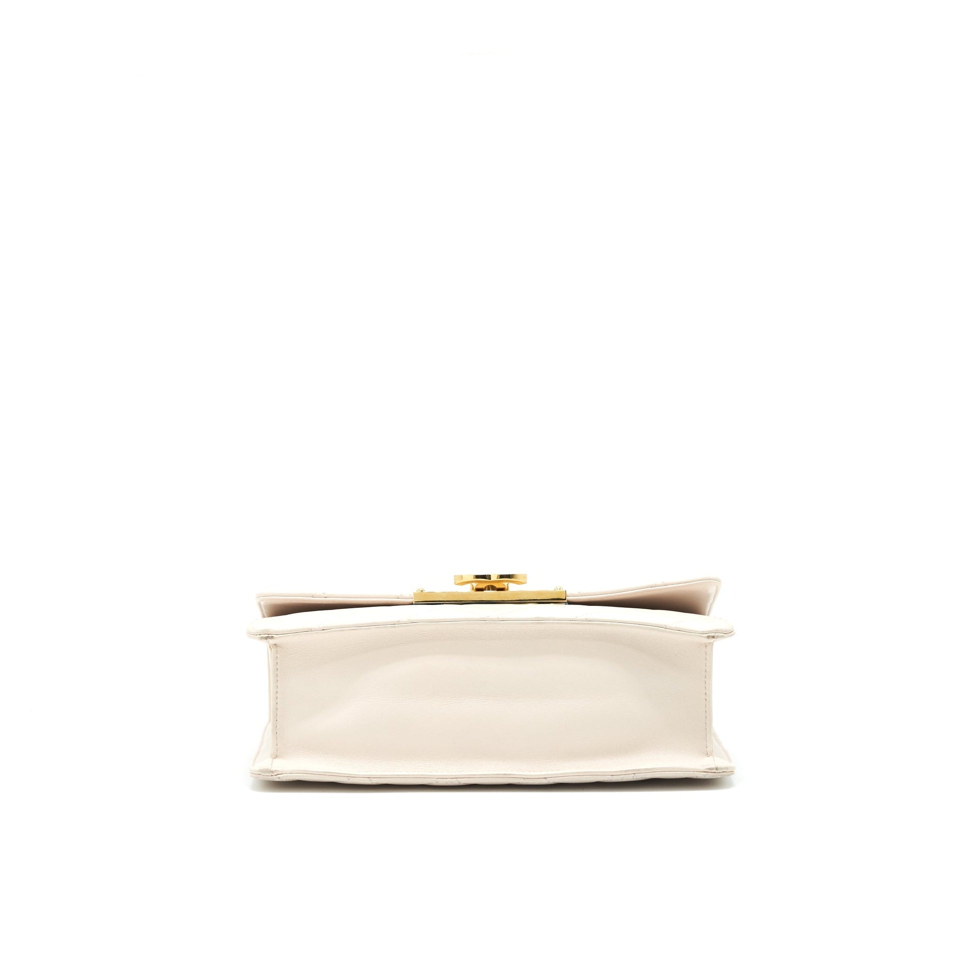 CHANEL CC Logo Flap Bag With Chain Quilted Lambskin Ivory White