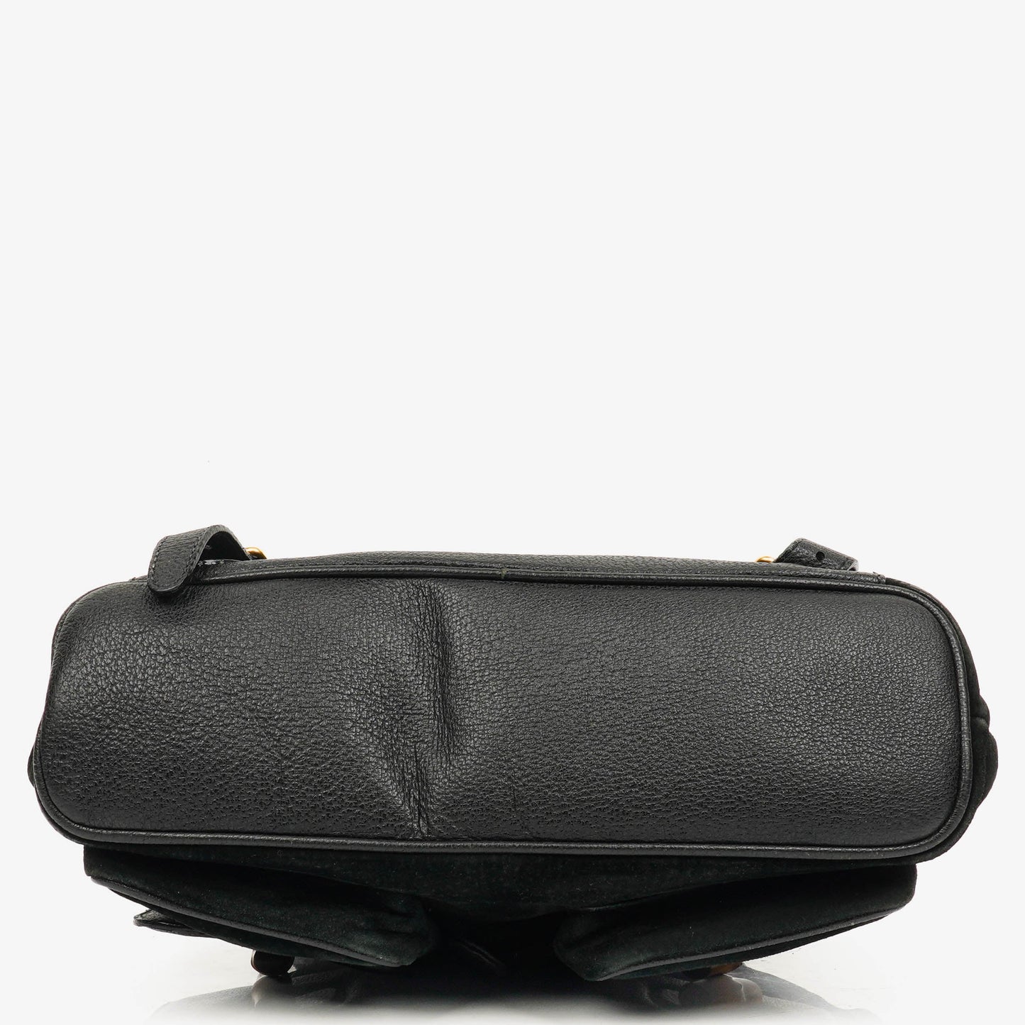 Gucci Vintage Black Suede and Leather Bamboo Backpack