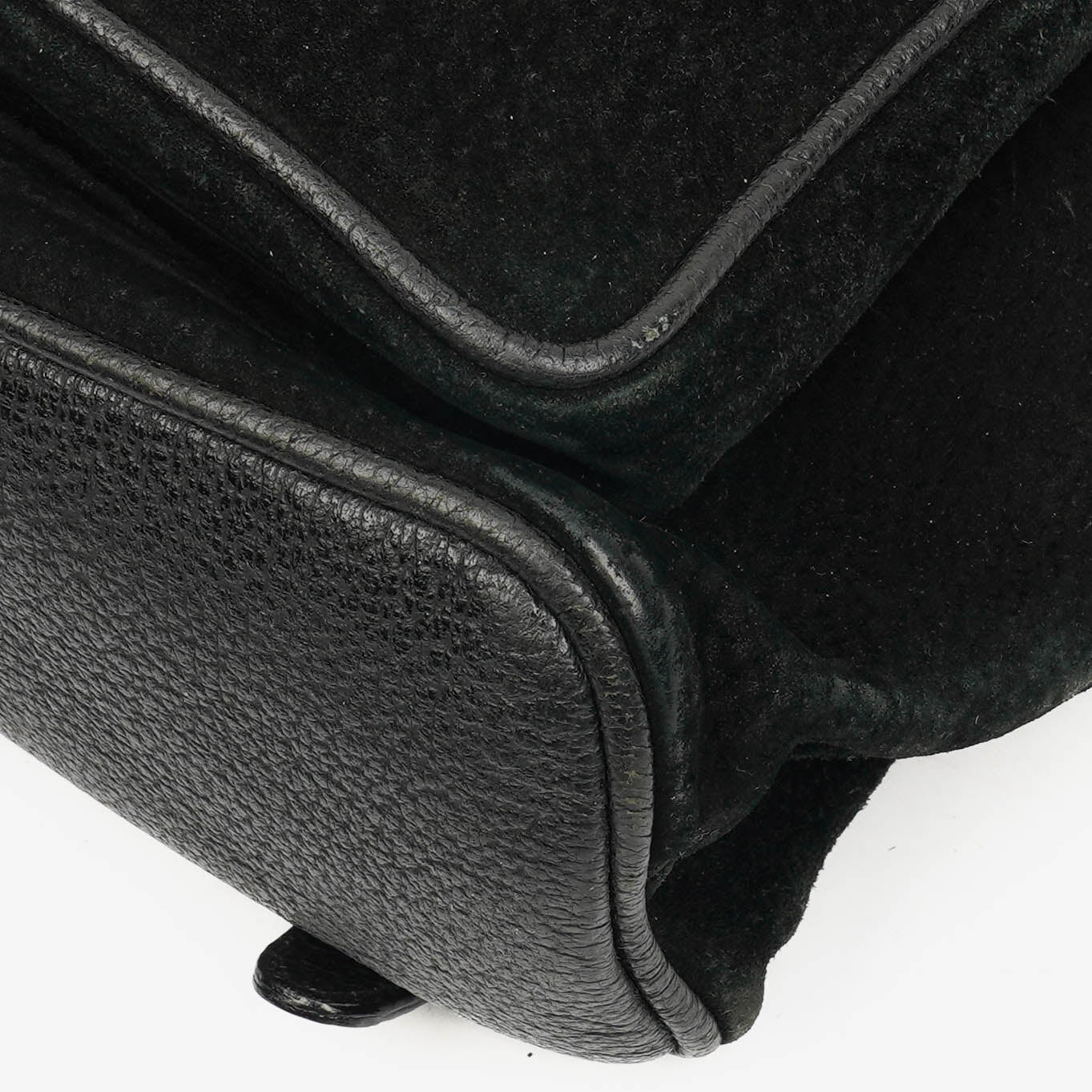 Gucci Vintage Black Suede and Leather Bamboo Backpack