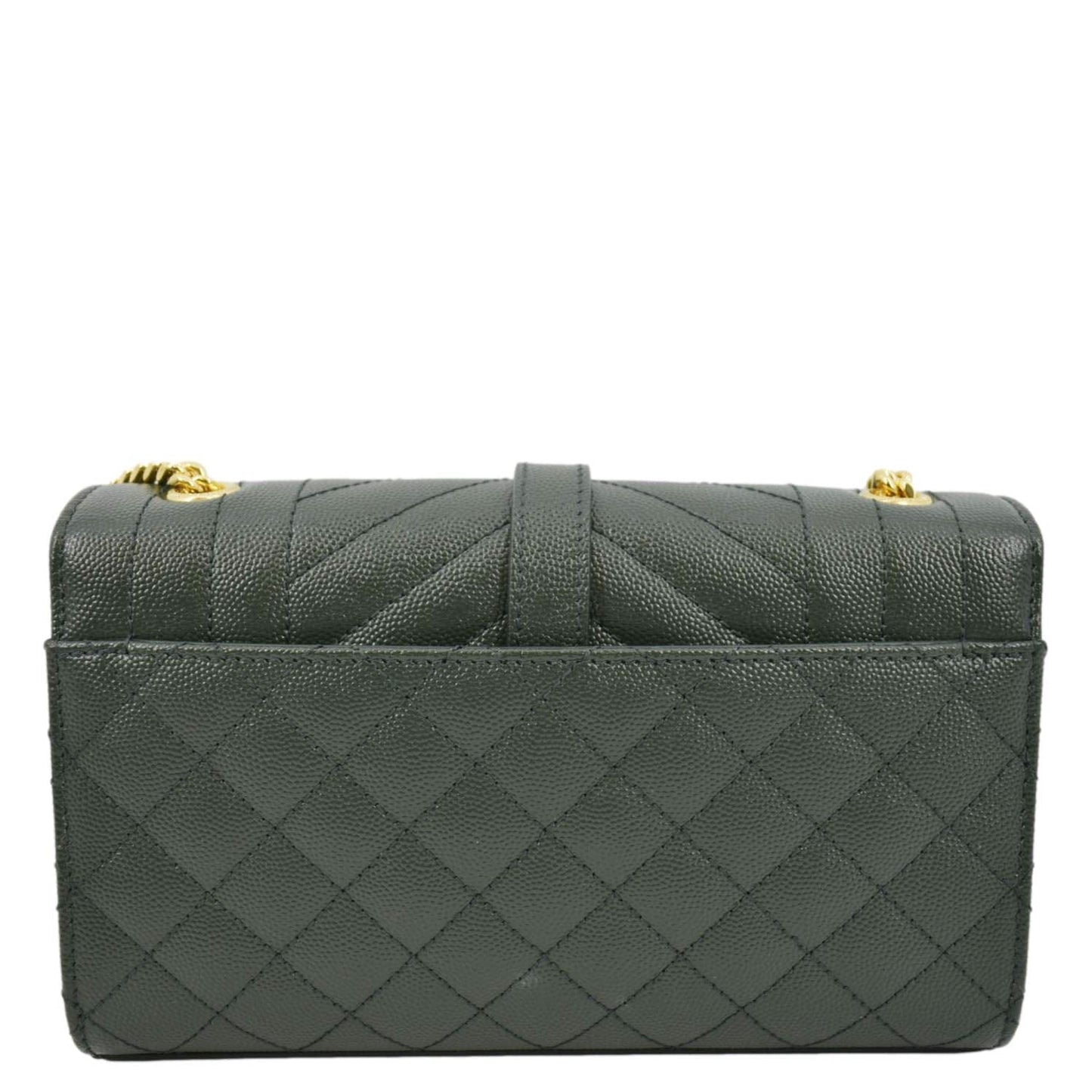 SAINT LAURENT Small Envelope MatelassÃÂ© Leather Shoulder Bag Green