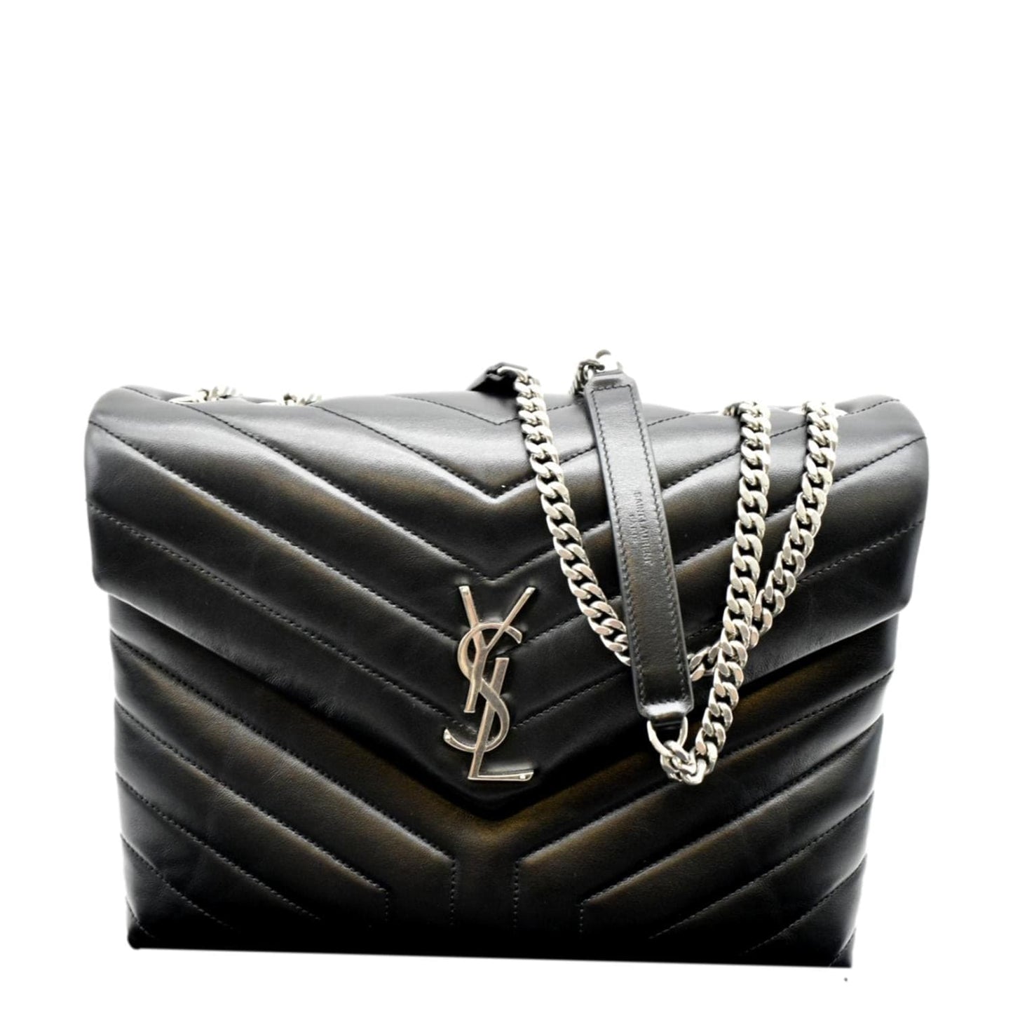 SAINT LAURENT Medium Loulou Matelasse Leather Chain Shoulder Bag Black